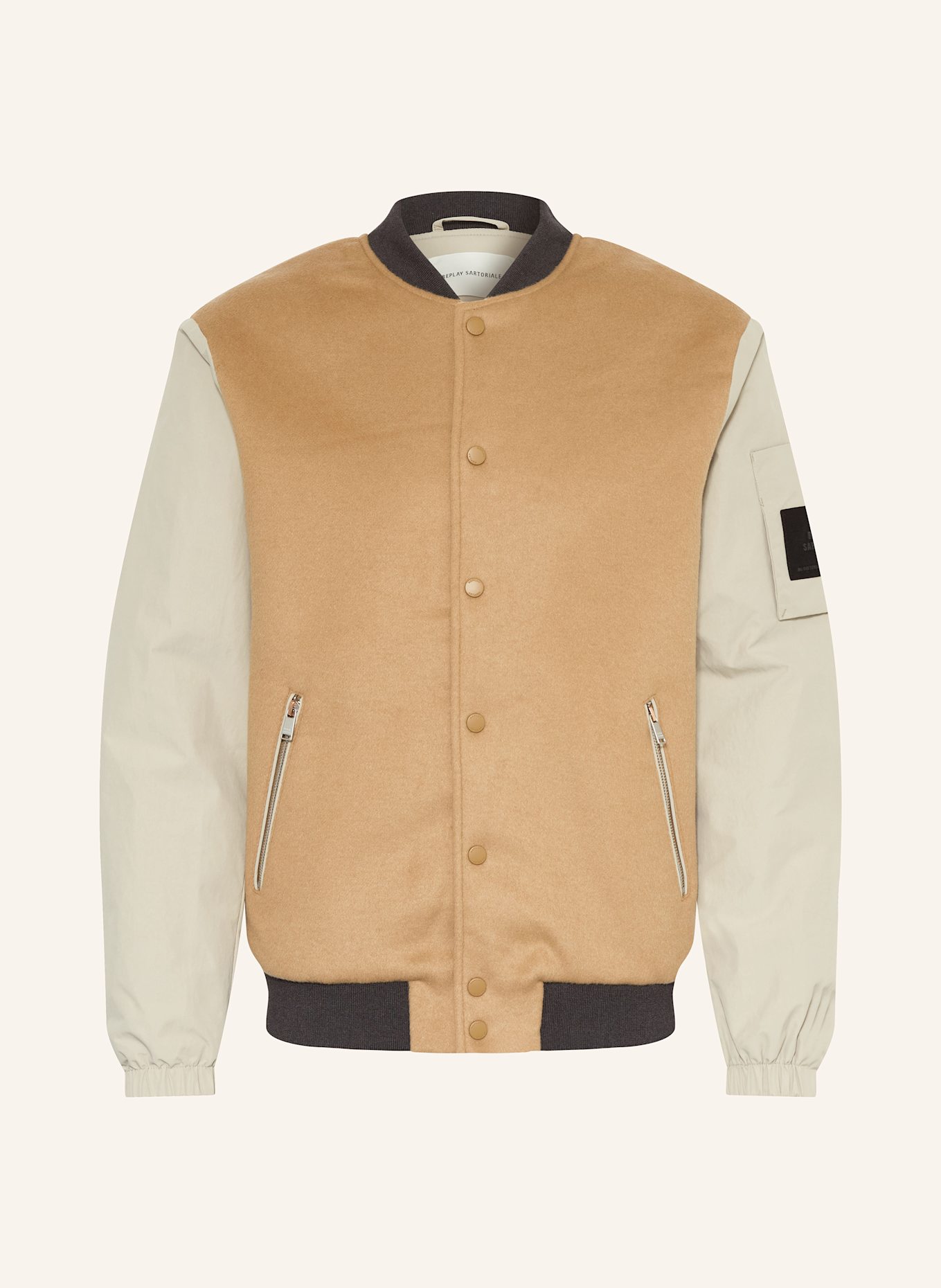REPLAY Blouson im Materialmix: HELLBRAUN/ CAMEL