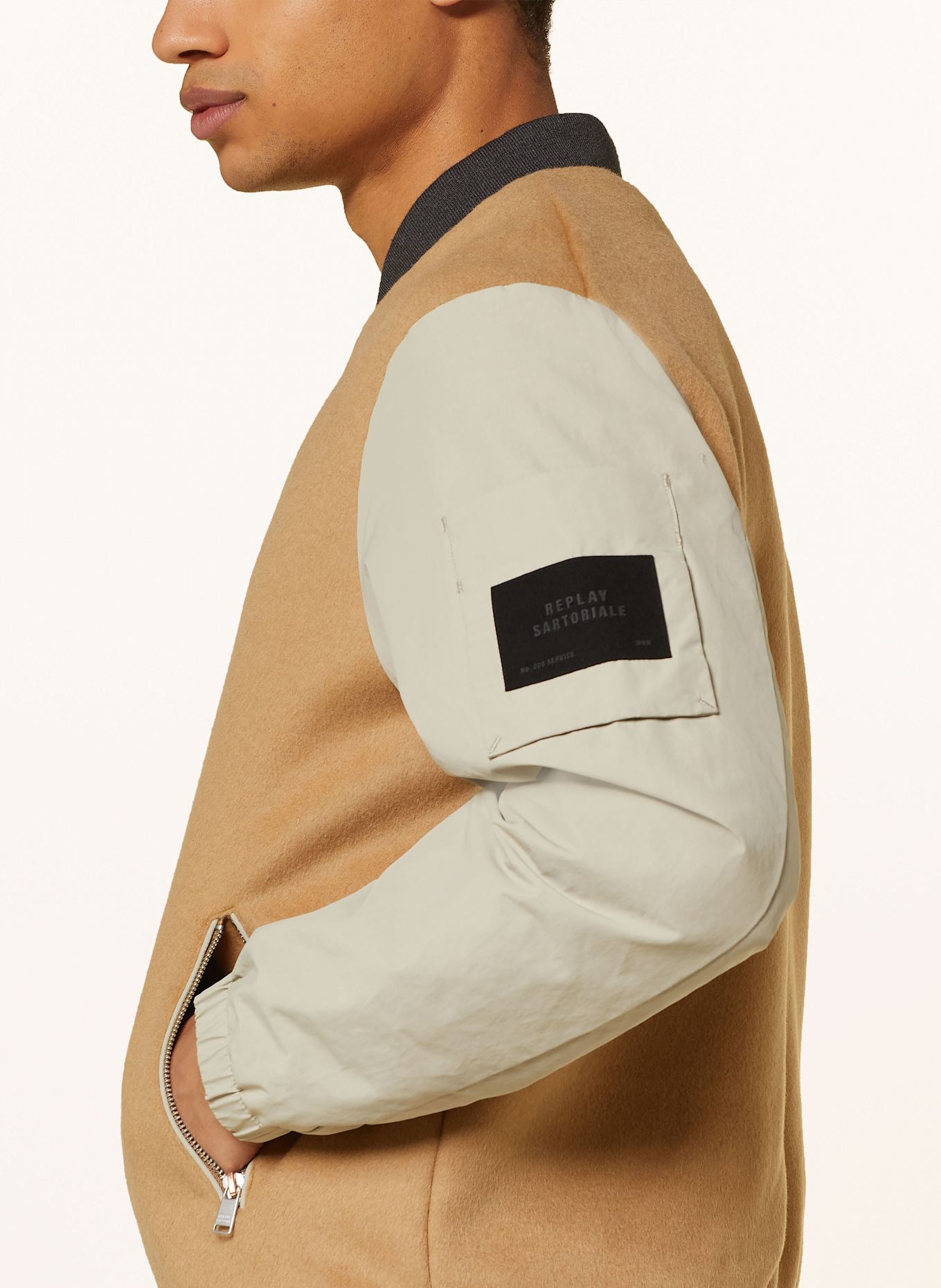 REPLAY Blouson im Materialmix: HELLBRAUN/ CAMEL