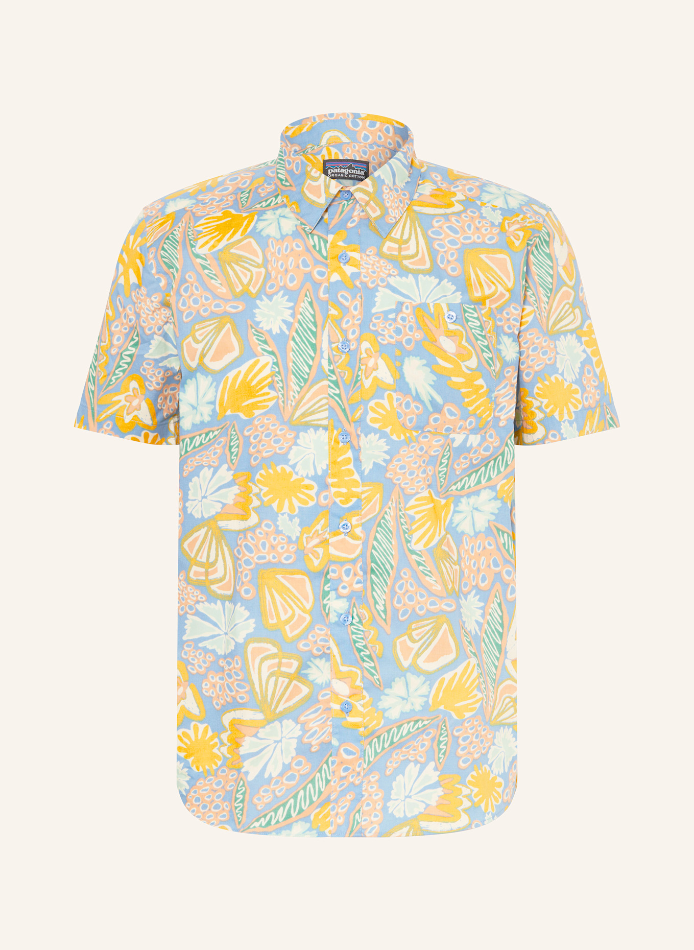 patagonia Outdoor-Hemd: HELLBLAU/ DUNKELGELB/ HELLORANGE