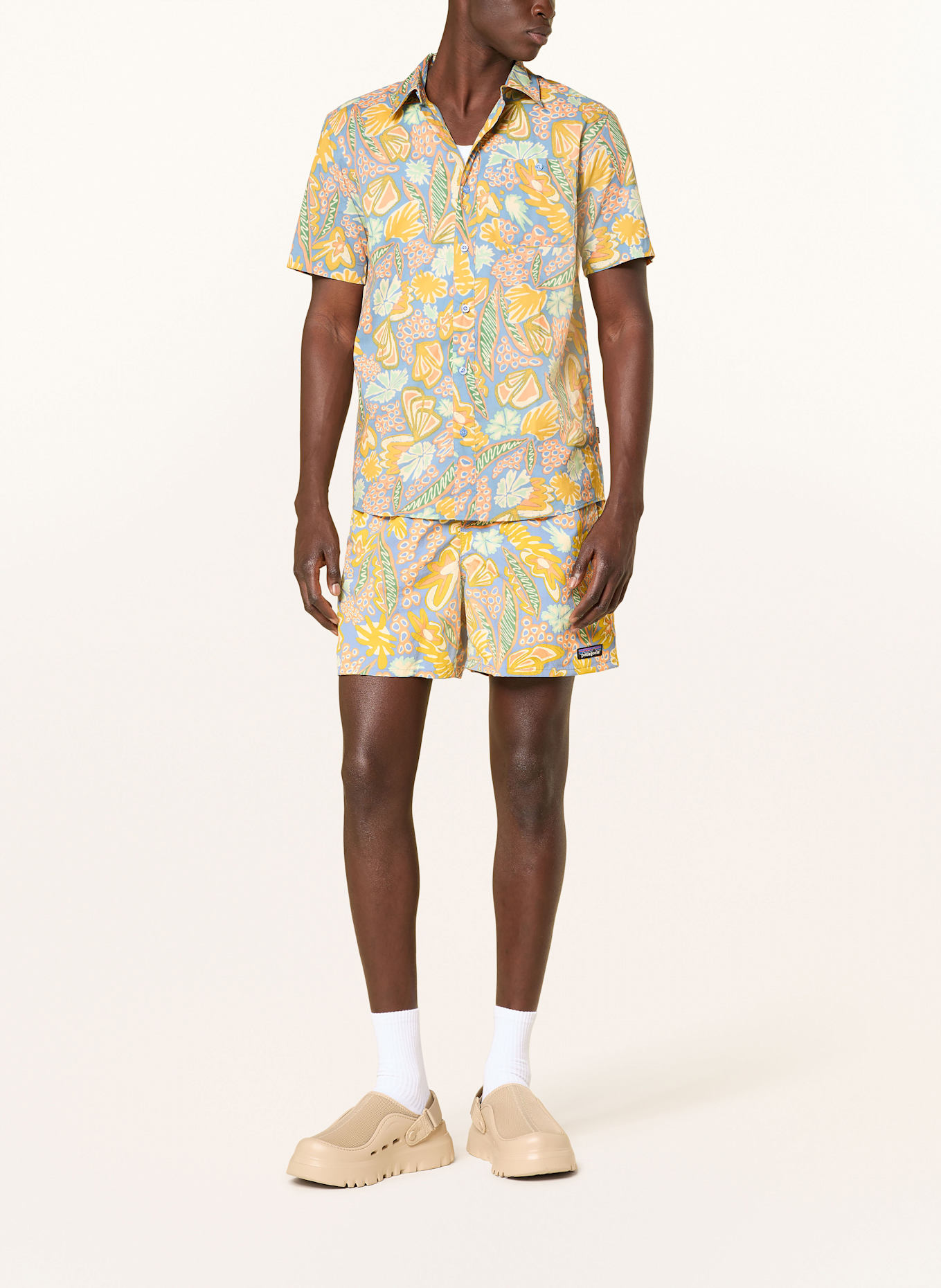 patagonia Outdoor-Hemd: HELLBLAU/ DUNKELGELB/ HELLORANGE