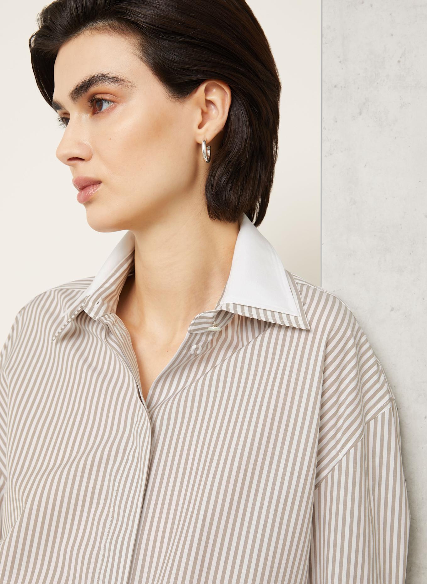 Max Mara Oversized-Hemdbluse TUBINGA: WEISS / BRAUN