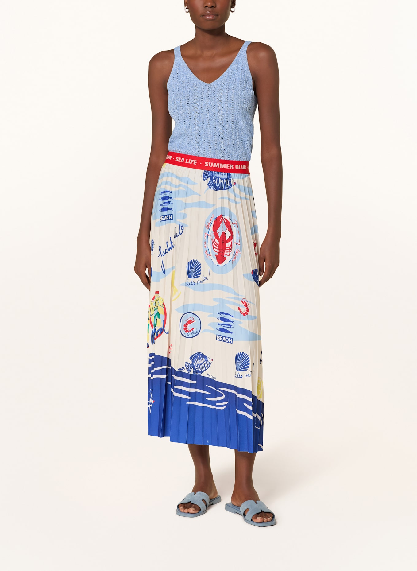 Miss Lagotte Pleated skirt: ECRU / BLUE / RED