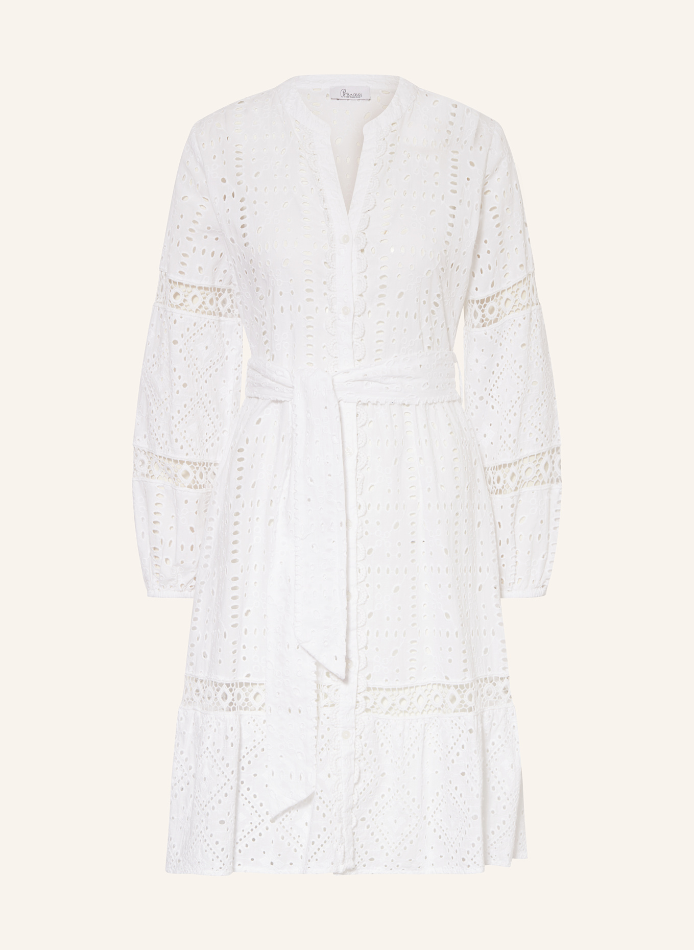 Princess GOES HOLLYWOOD Sukienka koszulowa z perforowanym haftem: BIAŁY