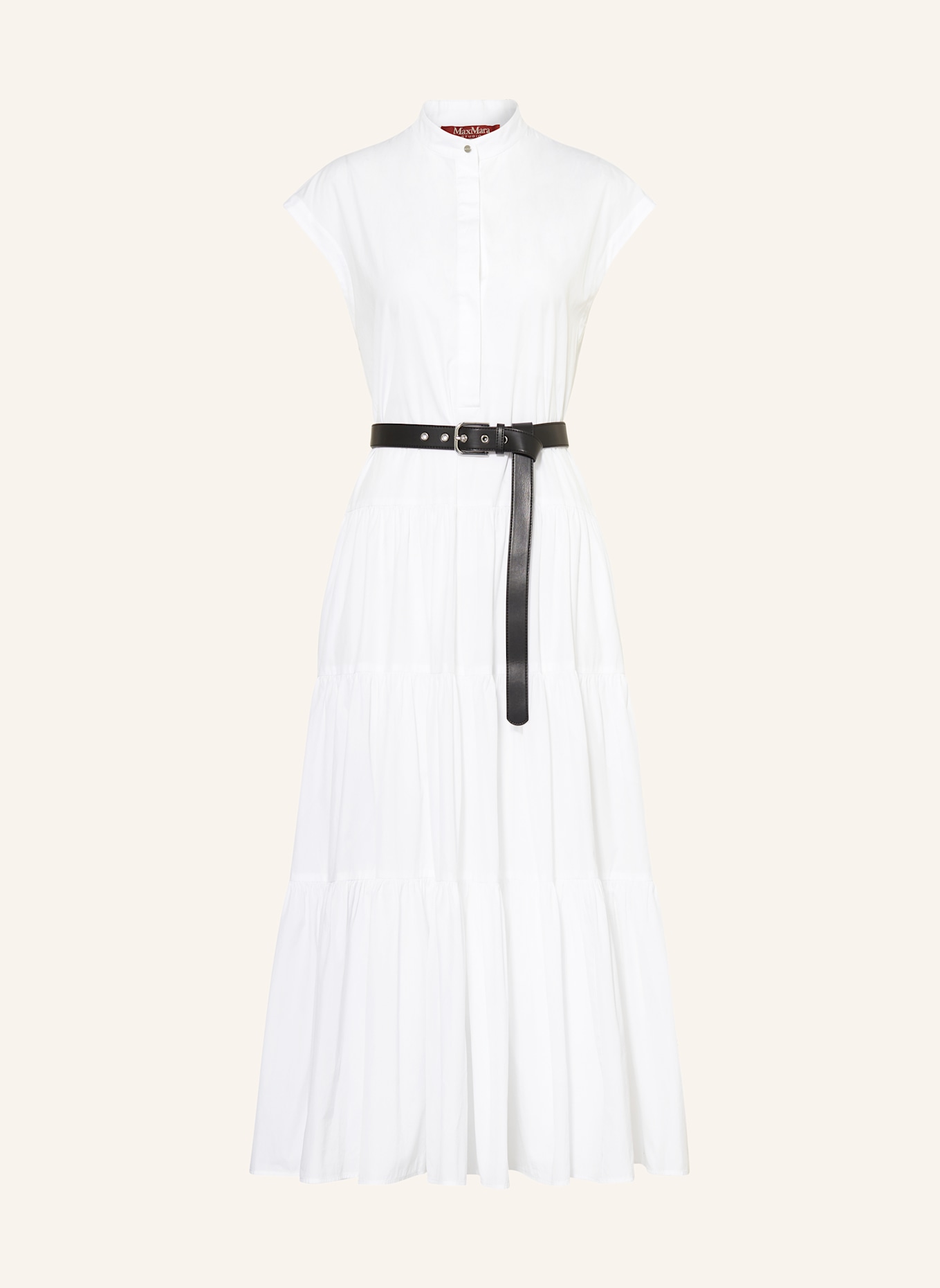 MAX MARA STUDIO レディース ワンピース BAIRO Flounced cotton shirt dress, ochre | 