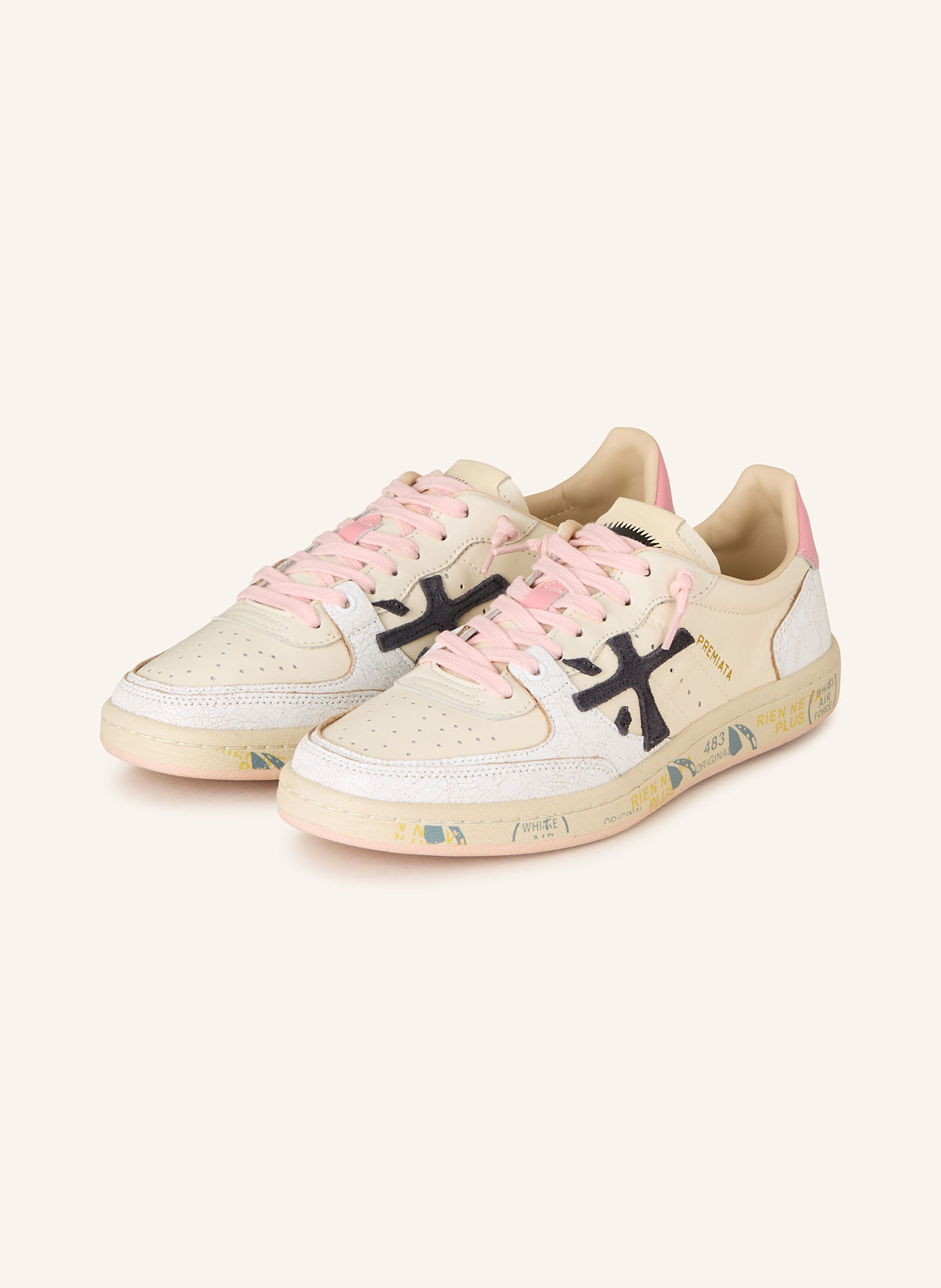 PREMIATA BSKT CLAY sneakers: CREAM / ECRU / PINK