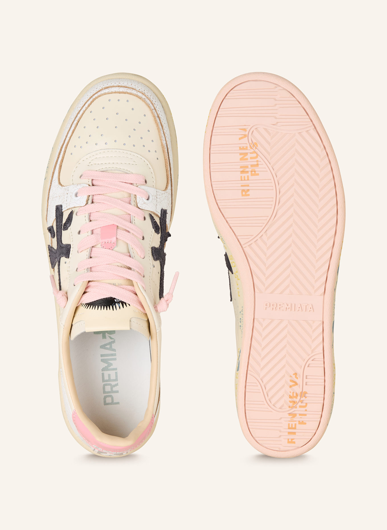 PREMIATA BSKT CLAY sneakers: CREAM / ECRU / PINK