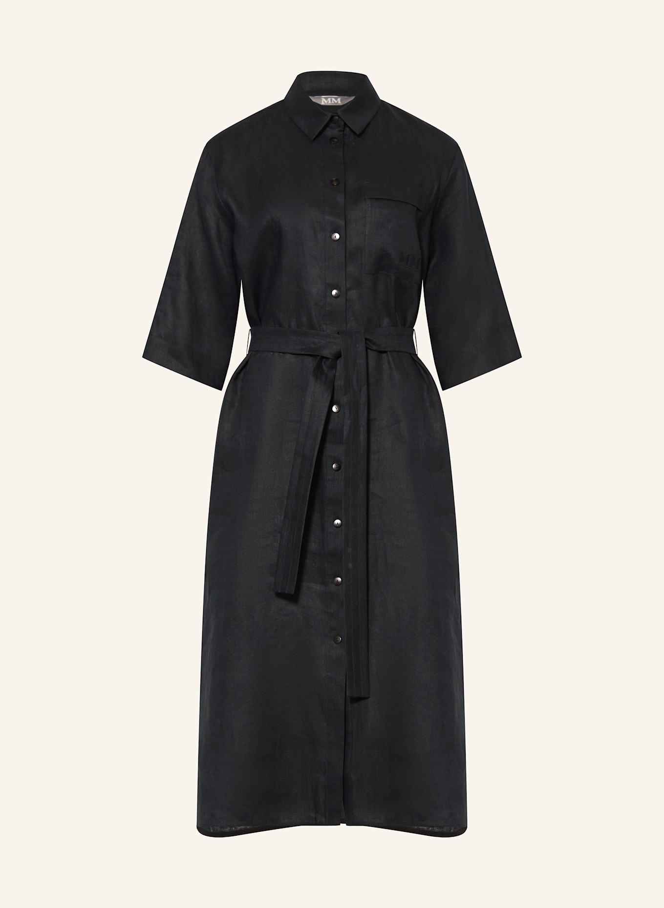 MM Hemdblusenkleid SALUTE aus Leinen: SCHWARZ