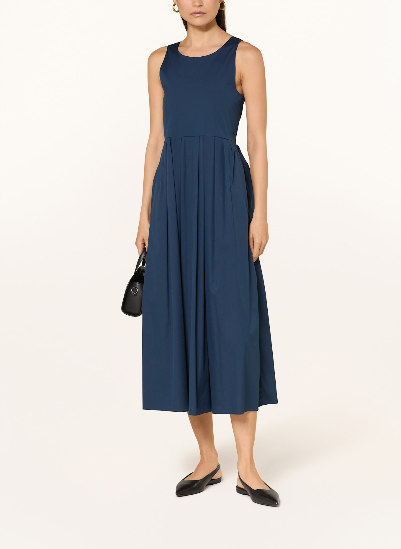 S Max Mara MOIRA dress with pleats in dark blue