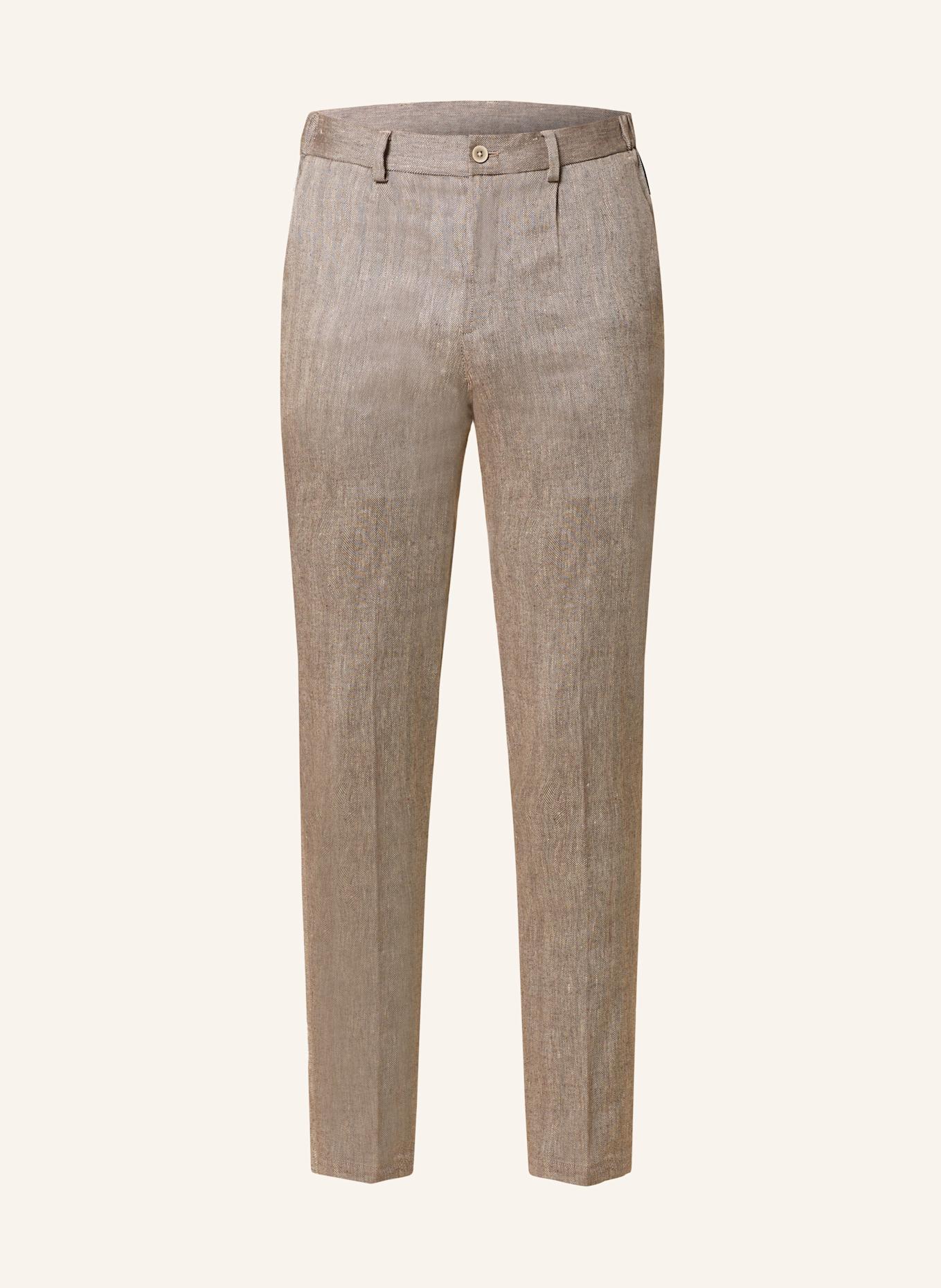 PAUL Anzughose Slim Fit mit Leinen: 820 Brown