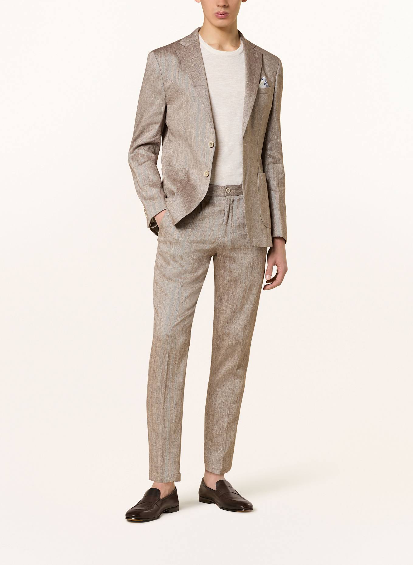 PAUL Anzughose Slim Fit mit Leinen: 820 Brown