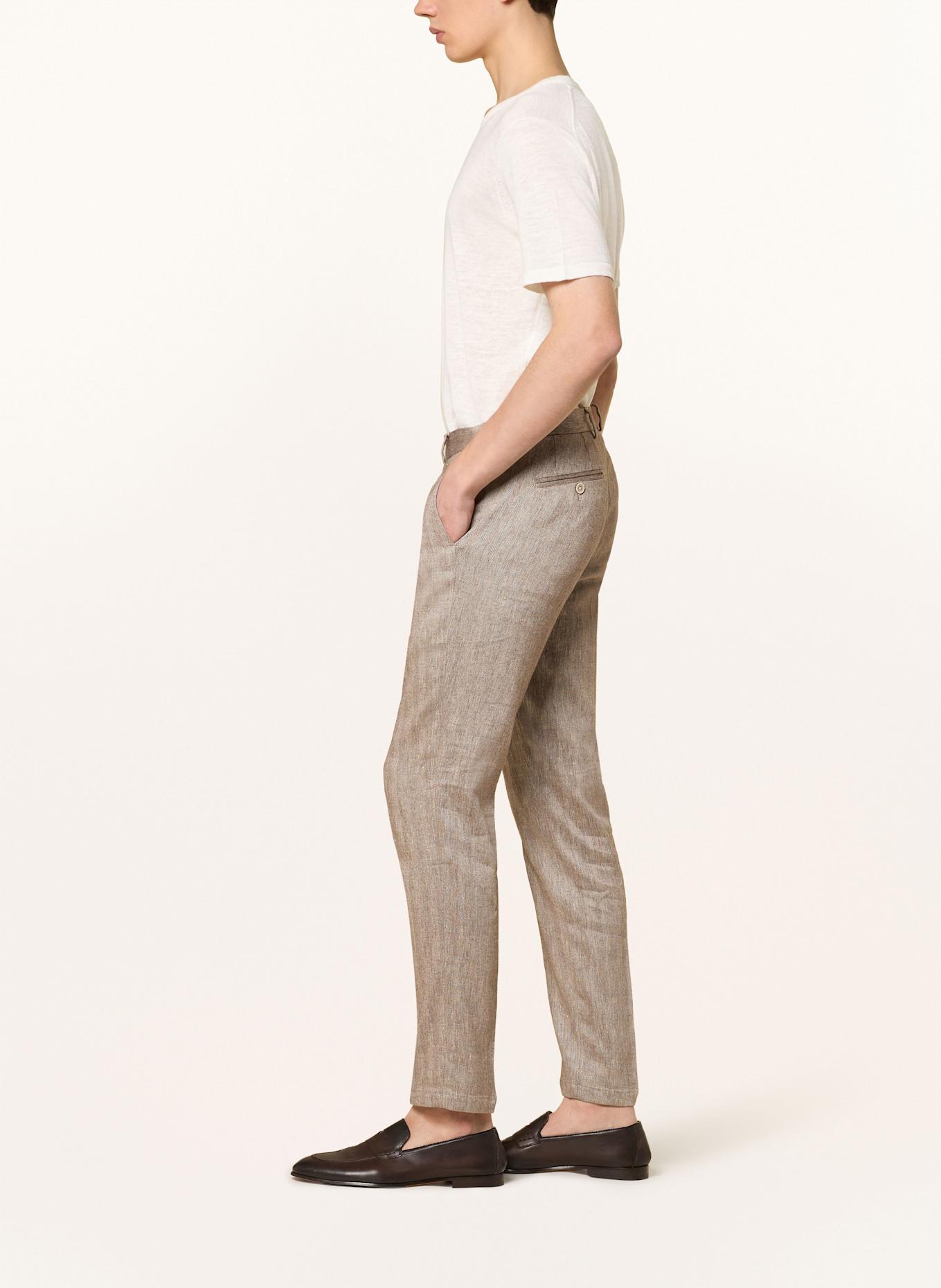 PAUL Anzughose Slim Fit mit Leinen: 820 Brown