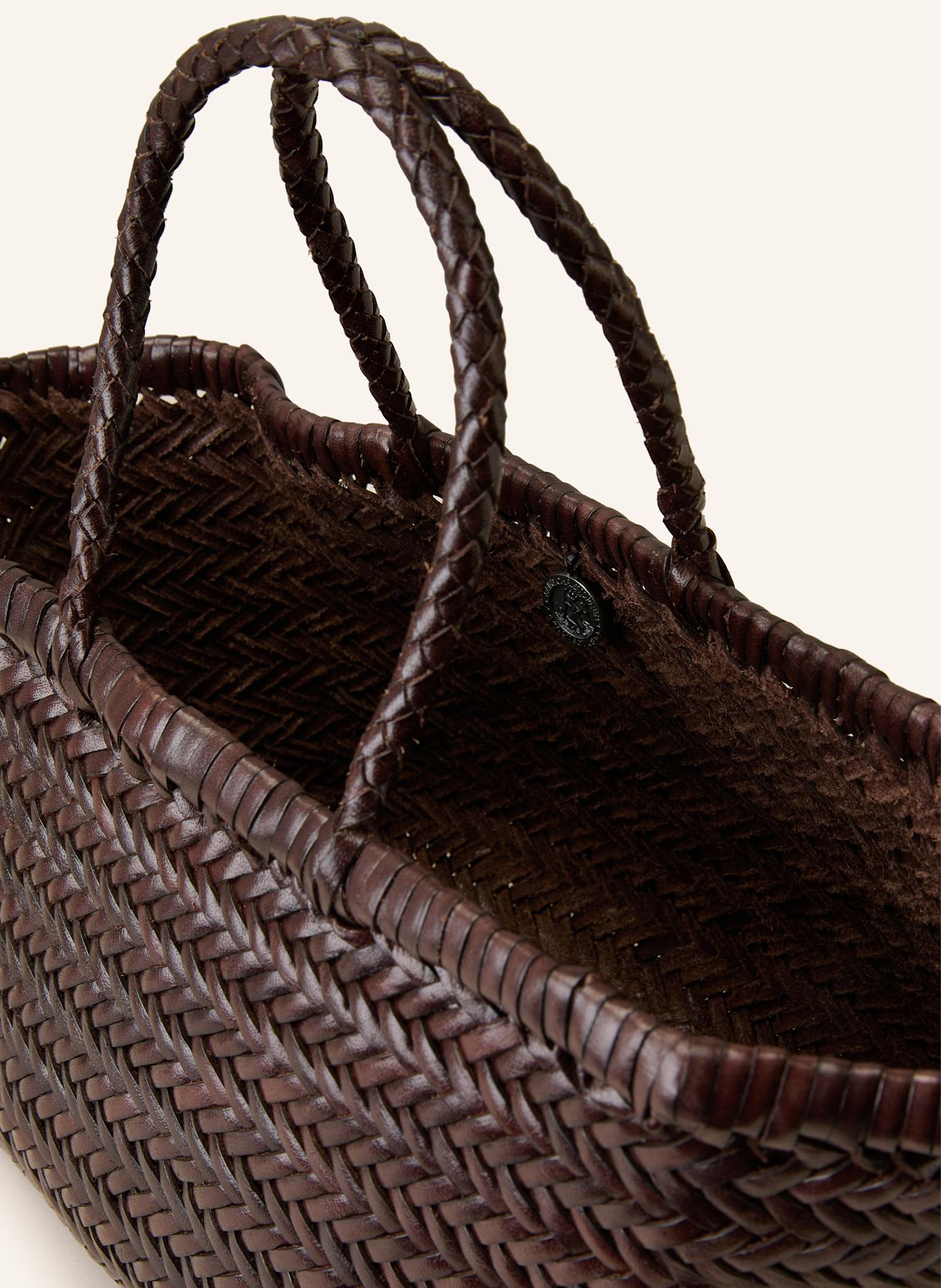 DRAGON DIFFUSION Handtasche BAMBOO TRIPLE JUMP SMALL: DUNKELBRAUN