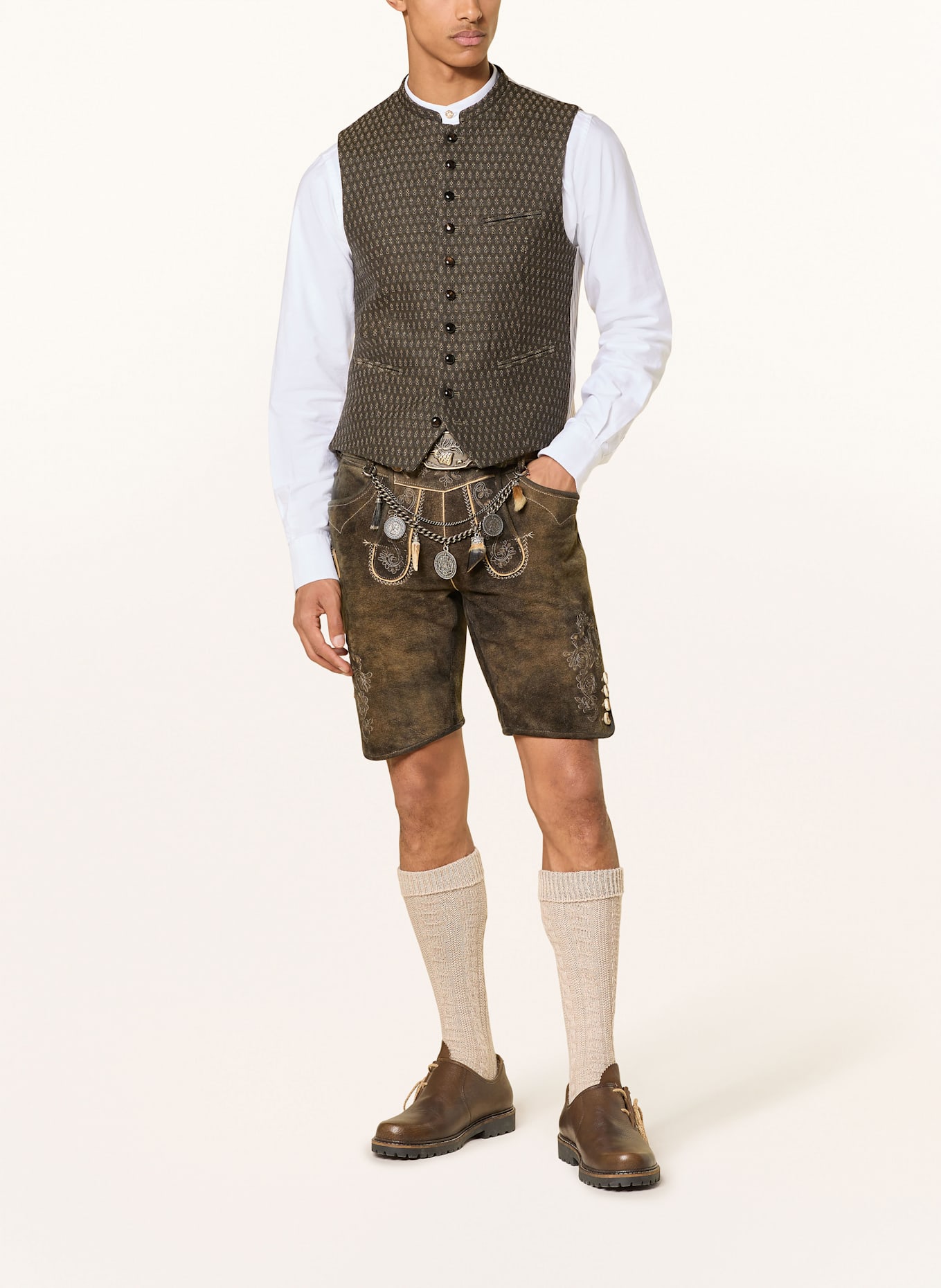 Gottseidank Trachtenweste KONSTANTIN Extra Slim Fit: OLIV/ SCHWARZ/ HELLGRAU