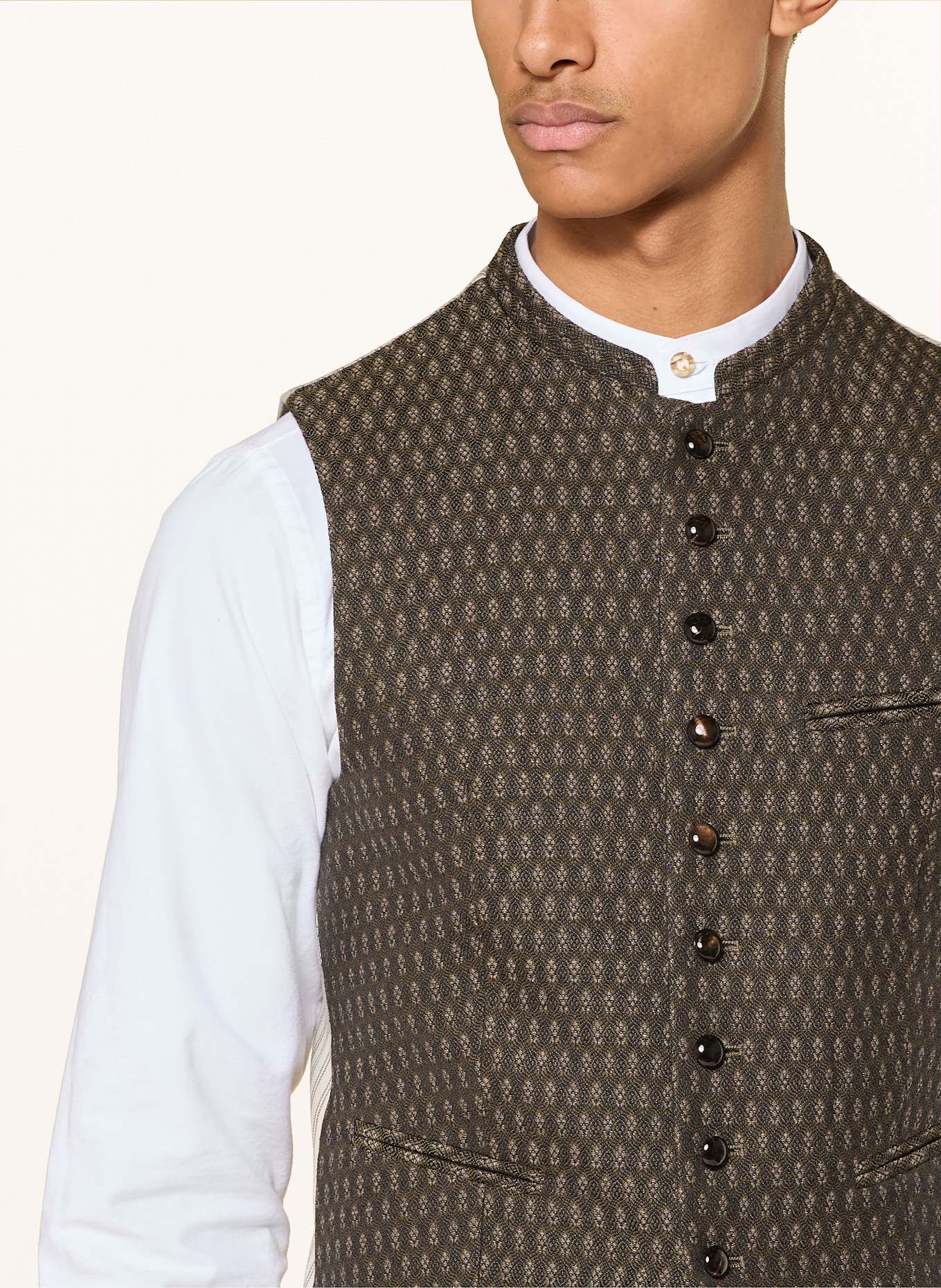 Gottseidank Trachtenweste KONSTANTIN Extra Slim Fit: OLIV/ SCHWARZ/ HELLGRAU