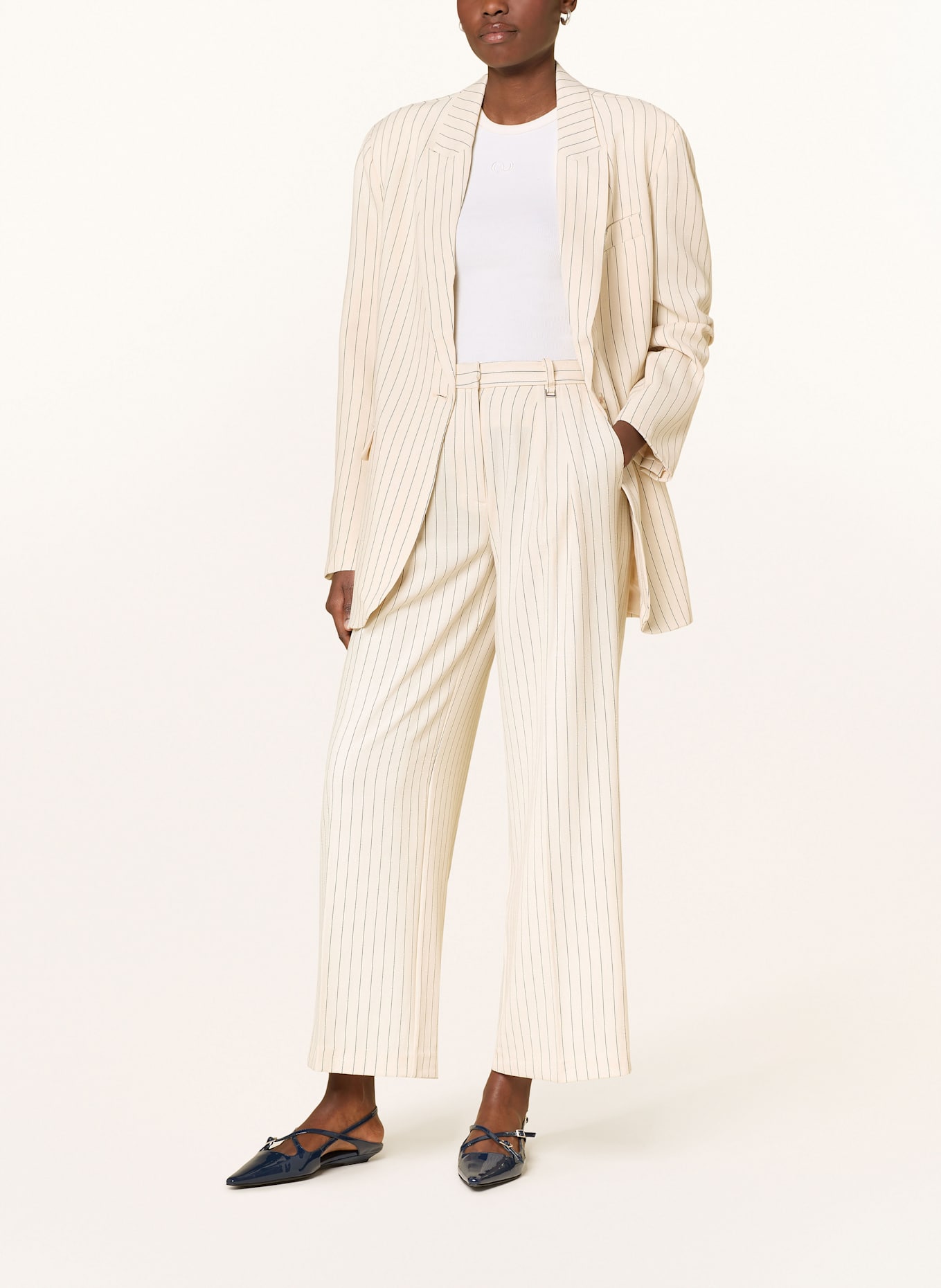 LeGer Studio Wide leg trousers ELAINE: ECRU/ BLACK