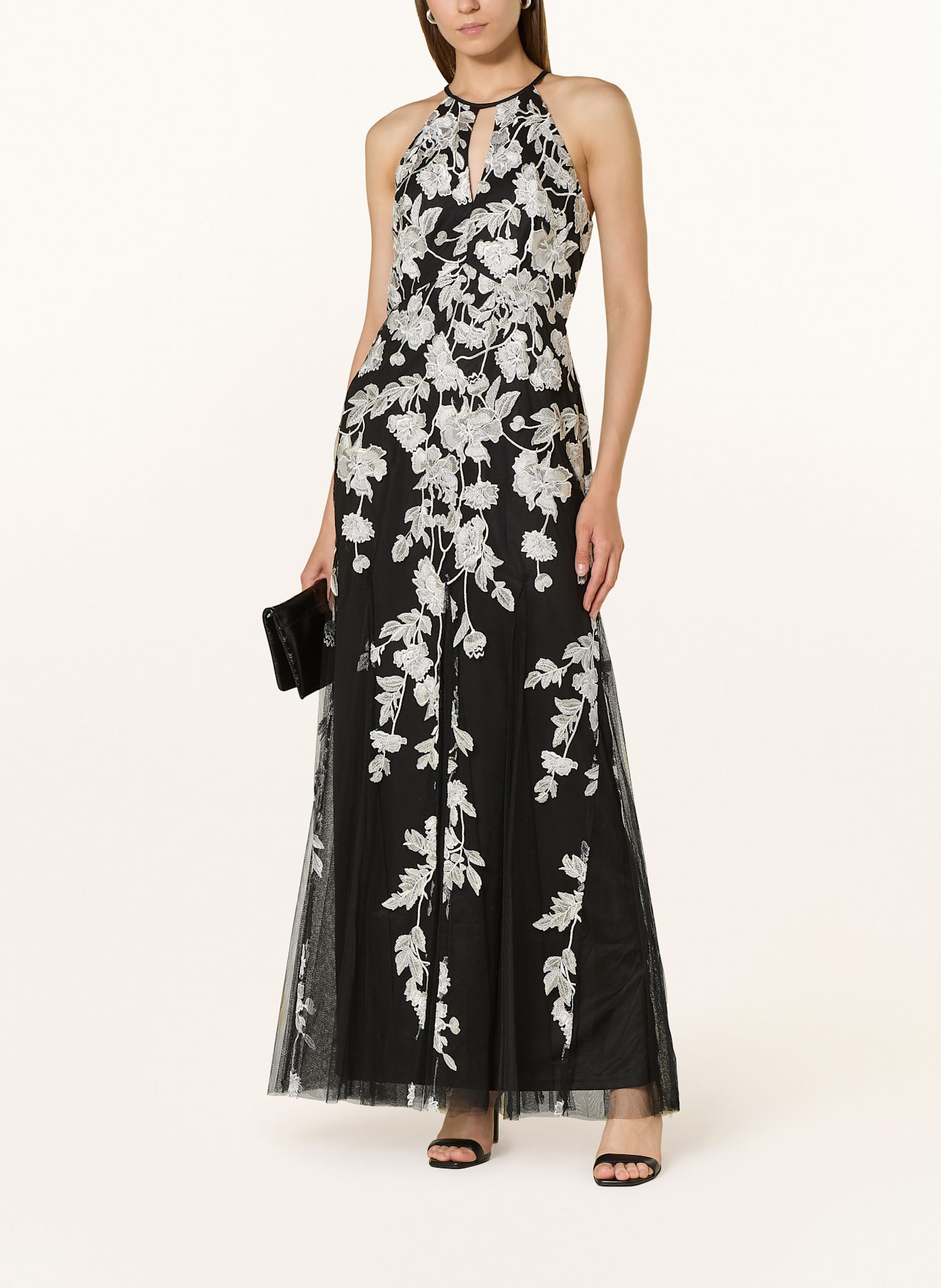 ADRIANNA PAPELL Abendkleid: SCHWARZ / WEISS