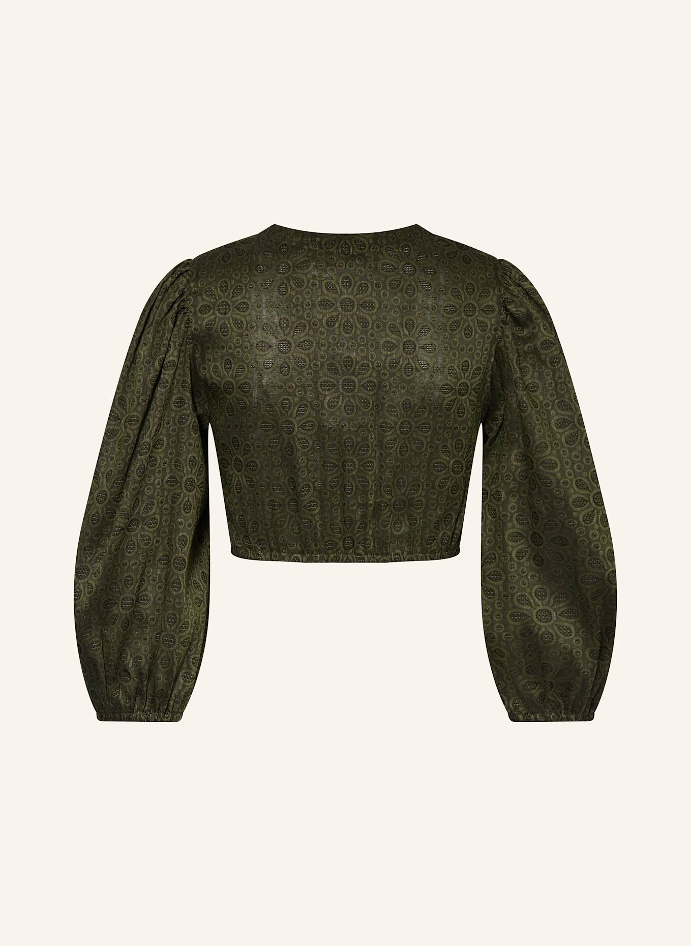 Heimatglück Tracht Dirndlbluse VIVI mit 3/4-Amr: OLIV