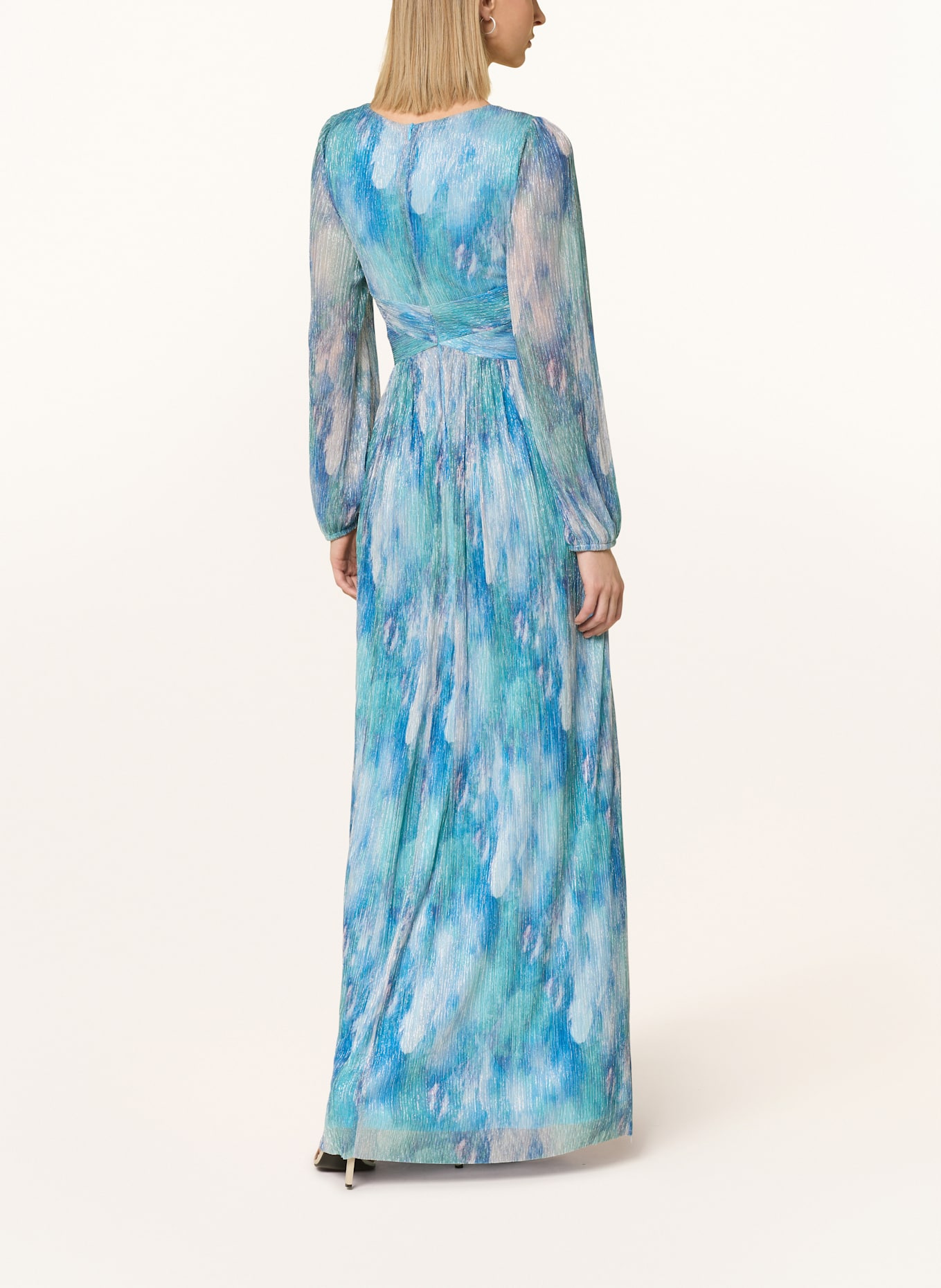 SWING Abendkleid mit Cut-outs und Plissees: BLAU/ TÜRKIS/ MINT