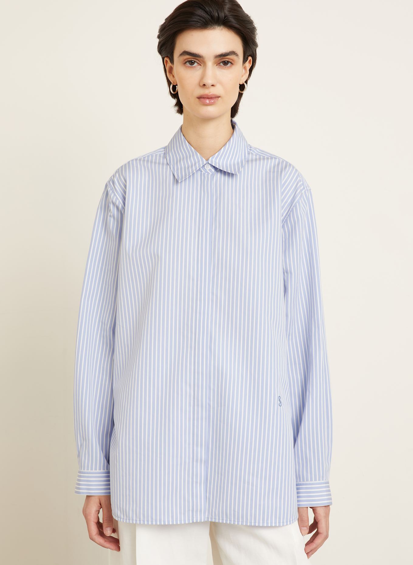 Proenza Schouler Hemdbluse: HELLBLAU / WEISS