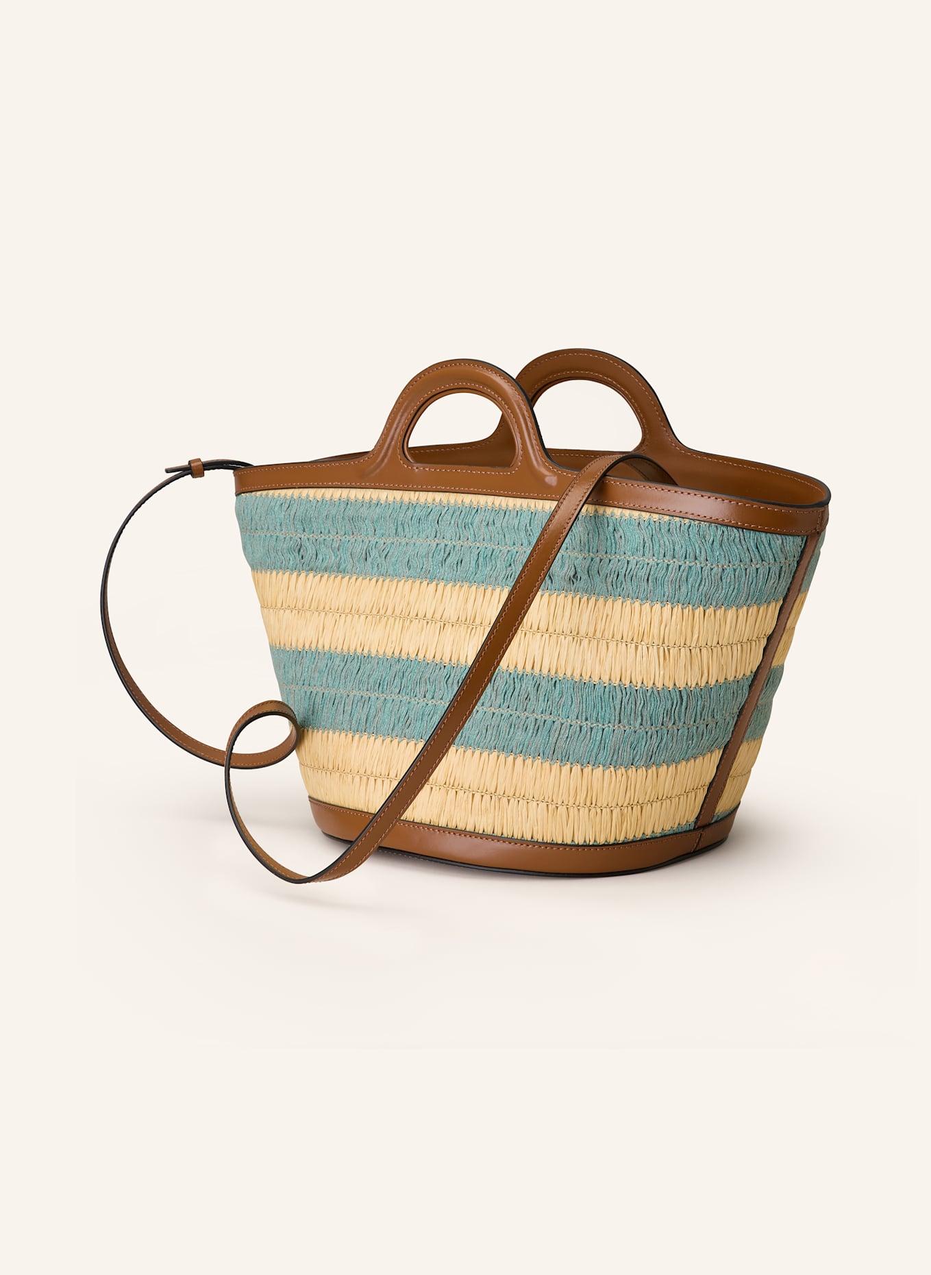 MARNI Handtasche TROPICALIA SMALL: BRAUN / ECRU / PETROL