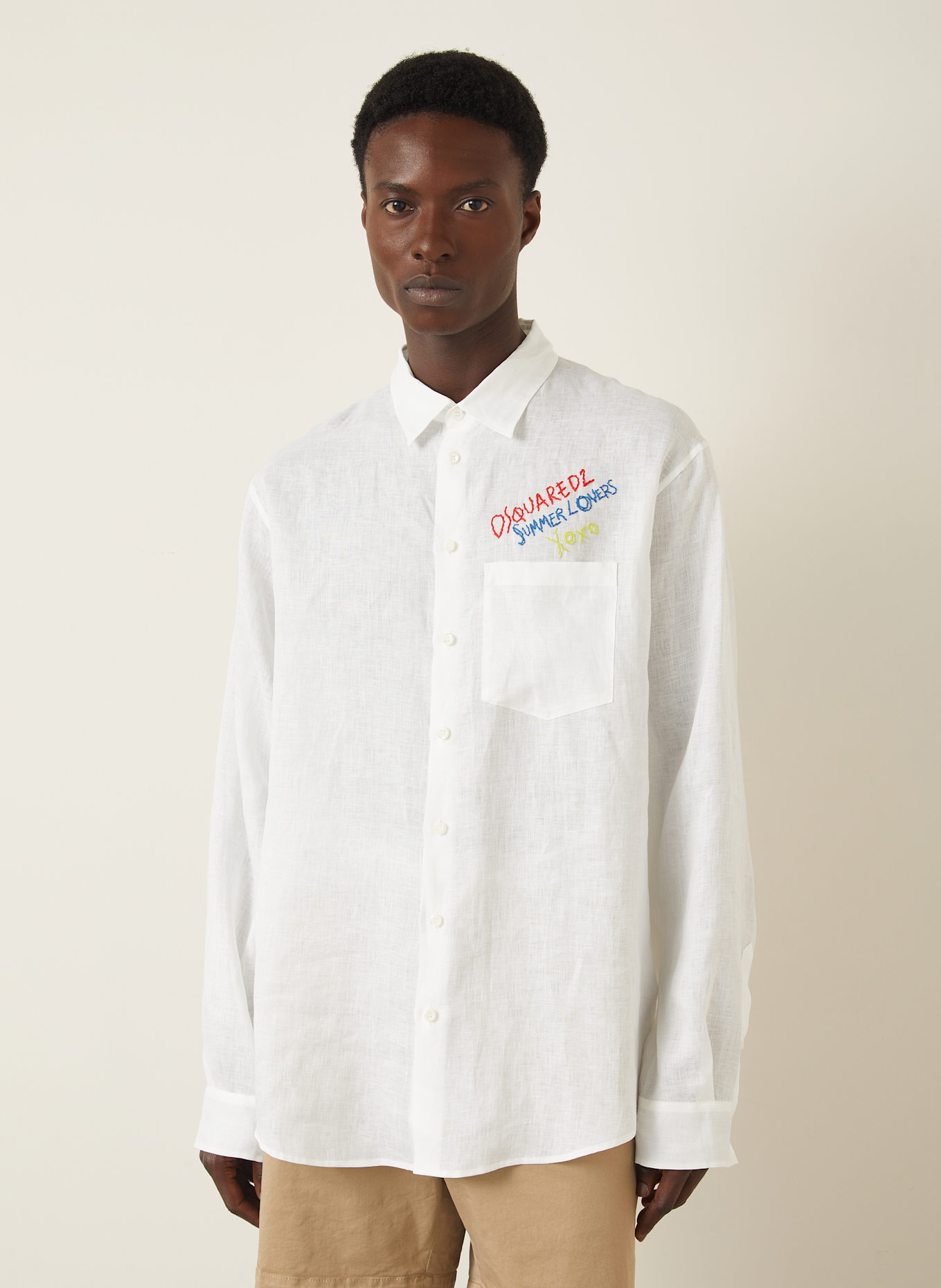 DSQUARED2 Leinenhemd Comfort Fit: WEISS