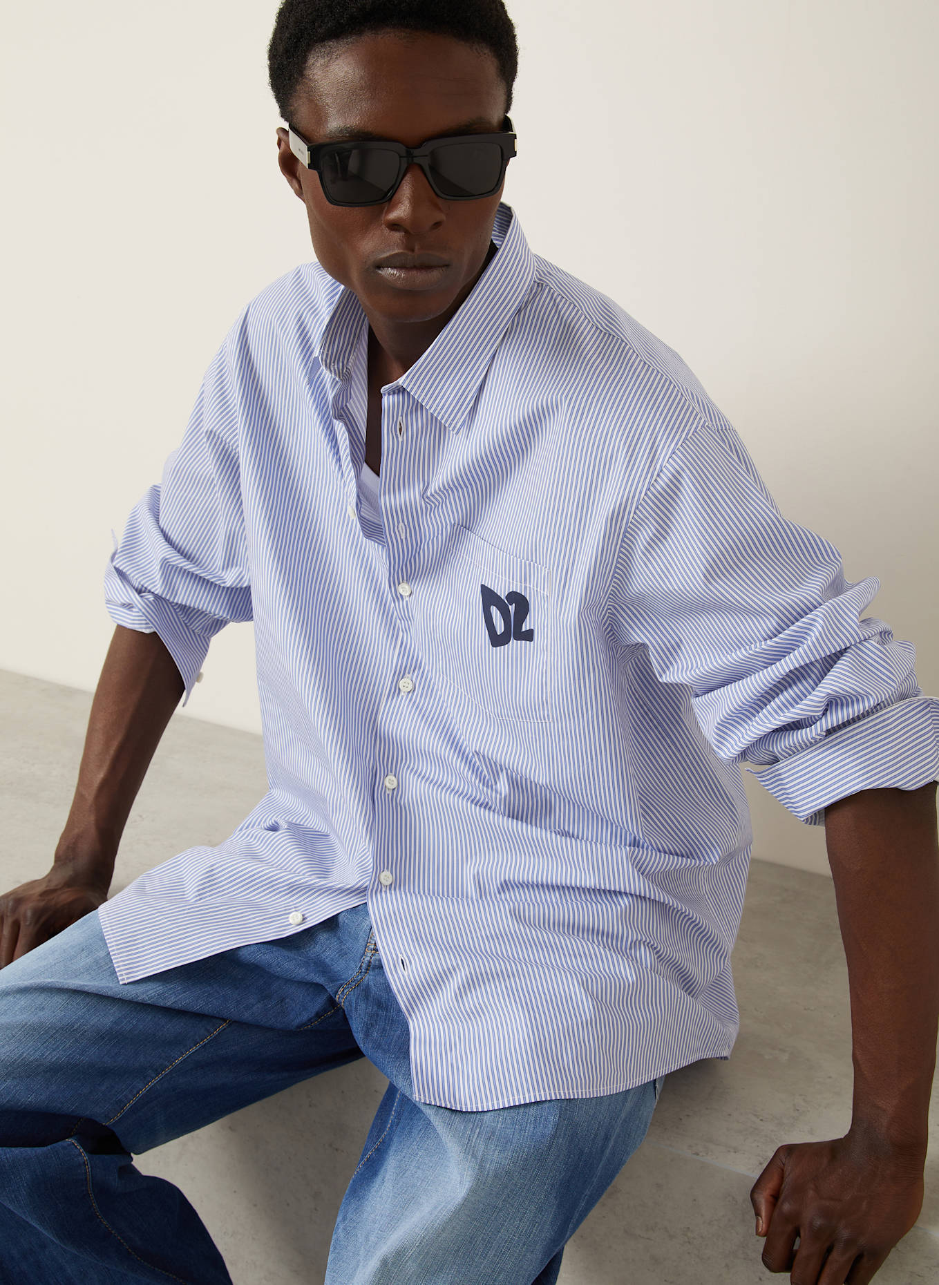 DSQUARED2 Shirt comfort fit: BLUE/ WHITE