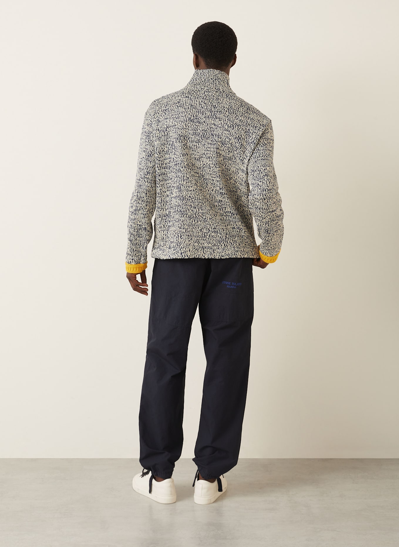 STONE ISLAND Troyer MARINA mit Leinen: ECRU / DUNKELBLAU / DUNKELGELB