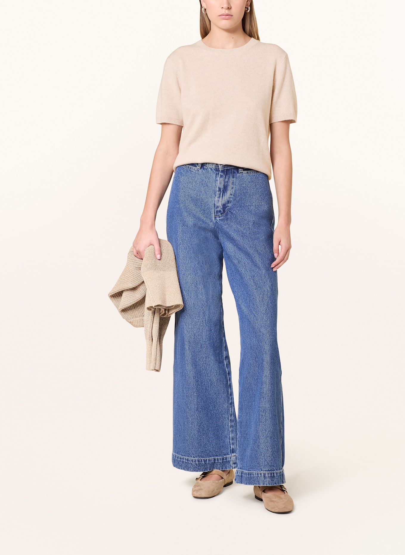 darling harbour Strickshirt aus Cashmere: HAFER MELANGE