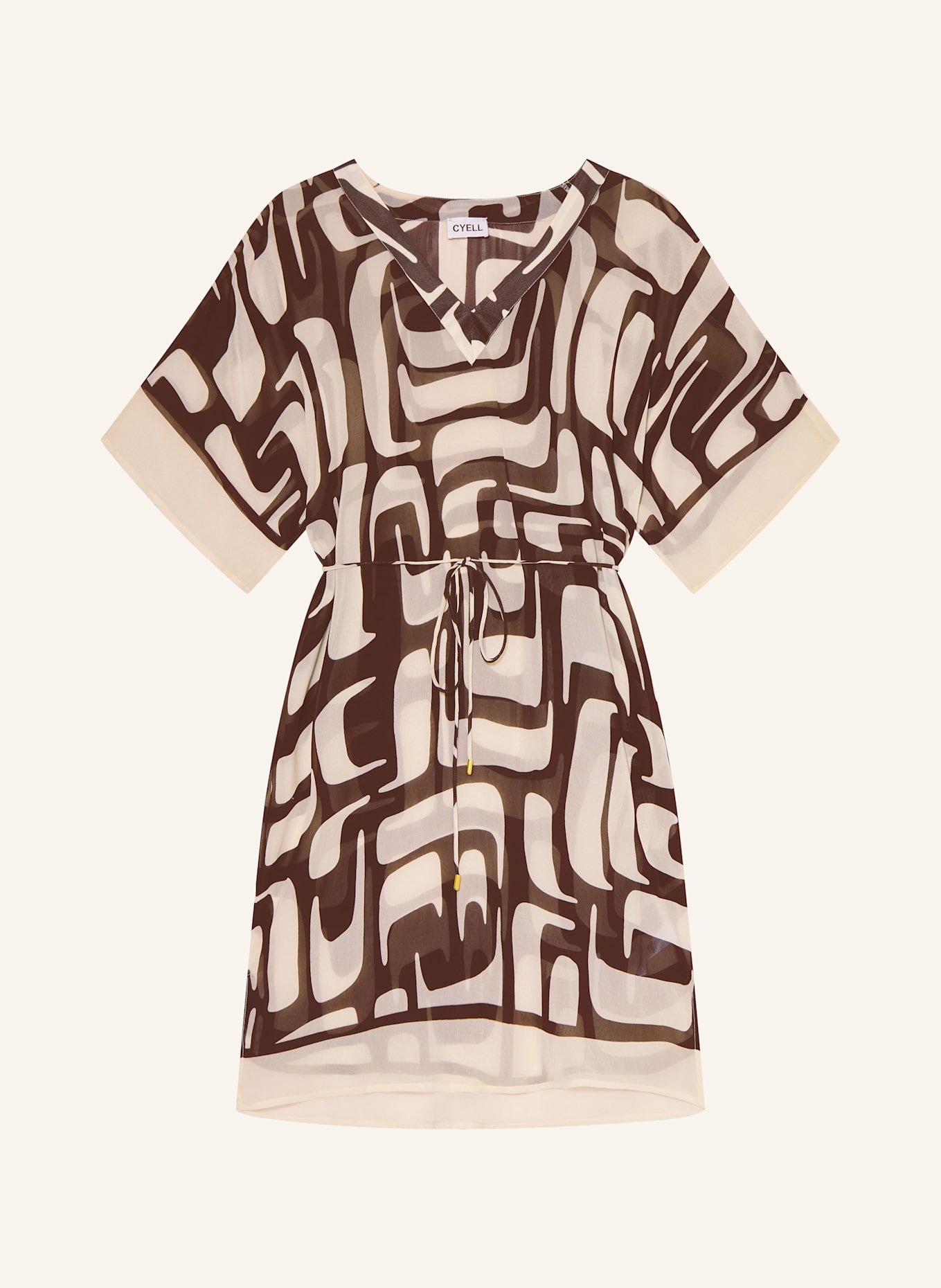 CYELL Strandjurk ETERNAL: ECRU / MARRON FONCÉ