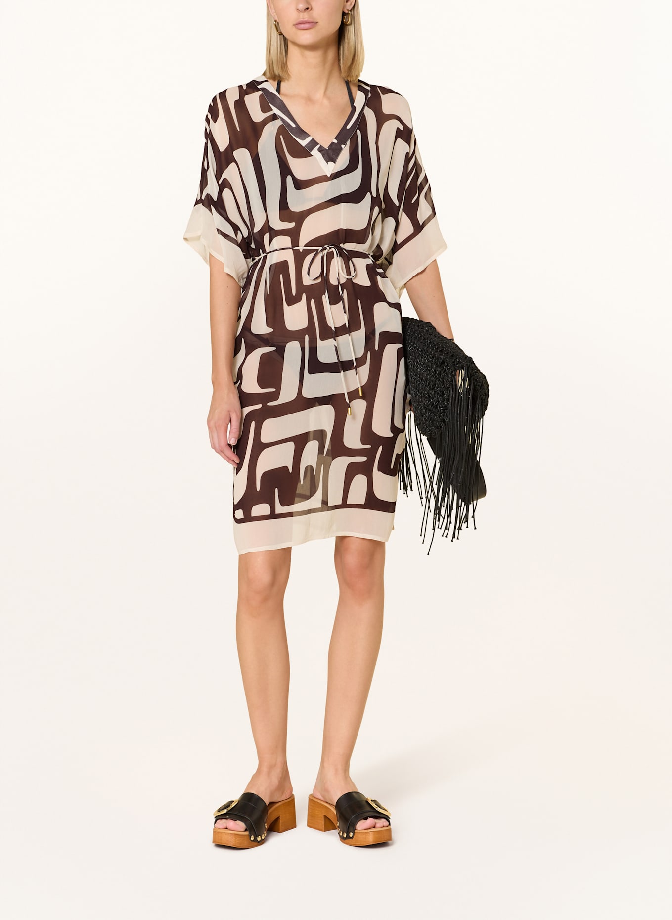 CYELL Strandjurk ETERNAL: ECRU / MARRON FONCÉ