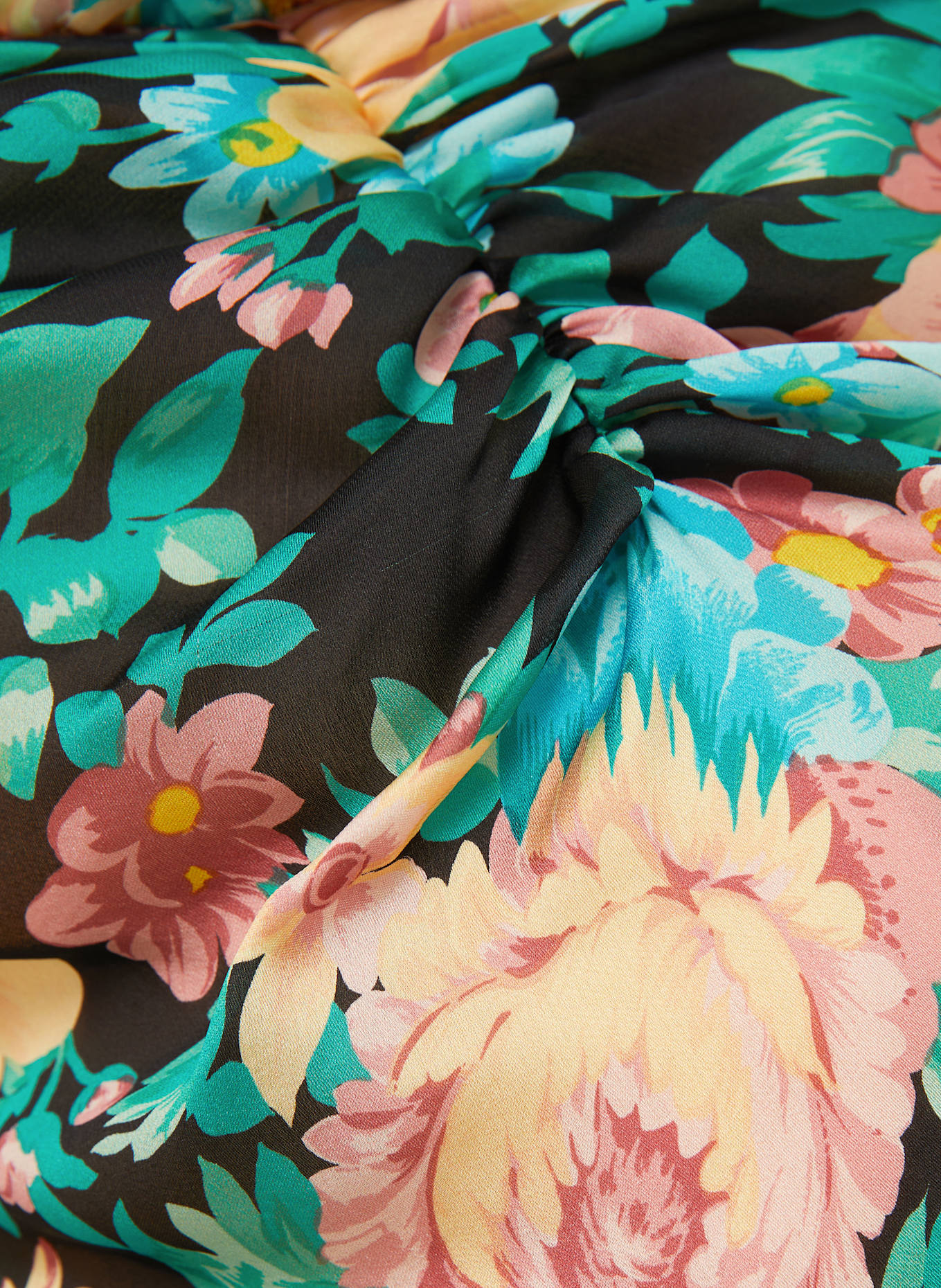 Chloé Silk top with frills: BLACK / DUSKY PINK / GREEN