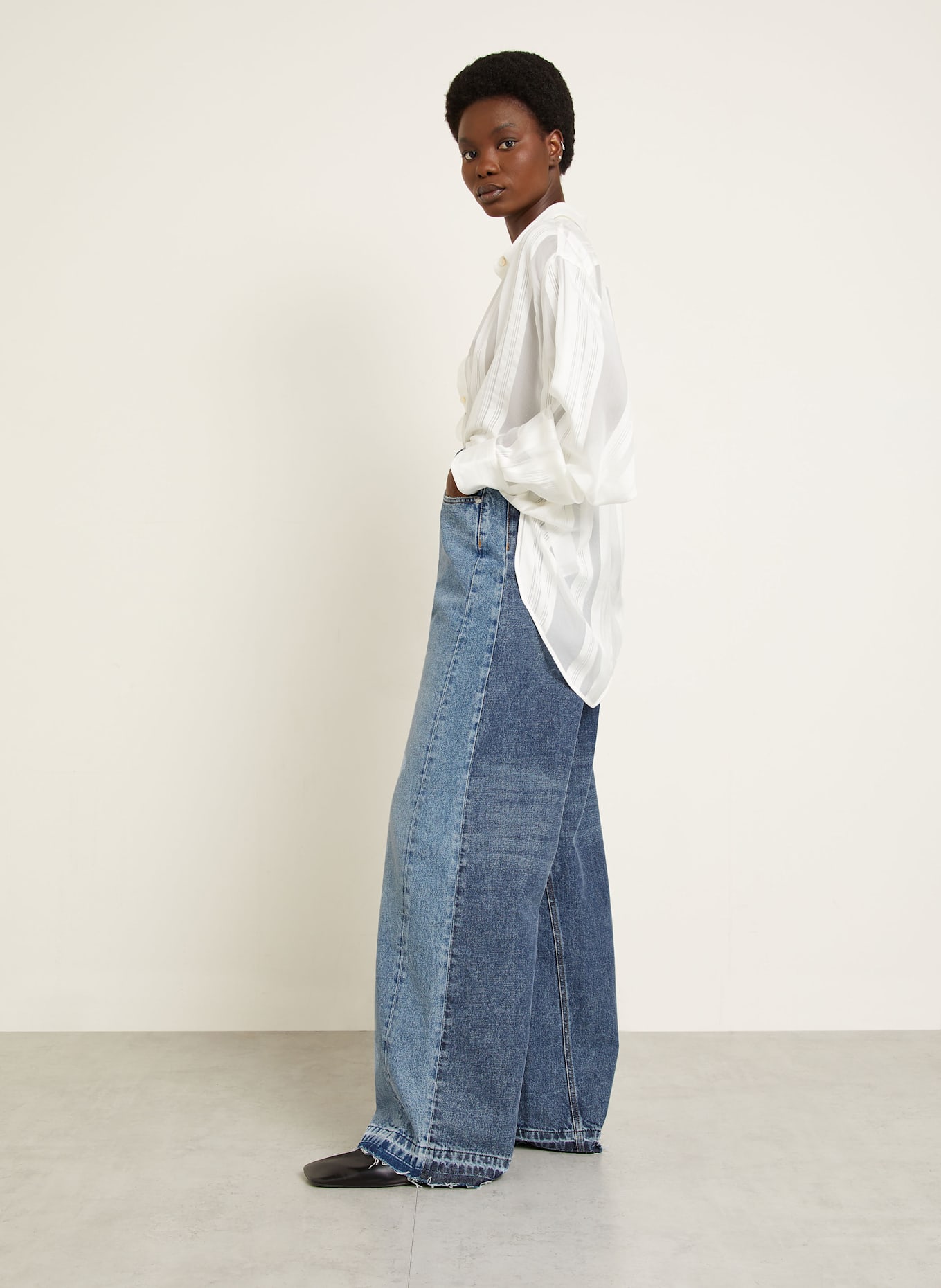 STELLA McCARTNEY Wide Leg Jeans: 4545 TWO TONAL DENIM WASH