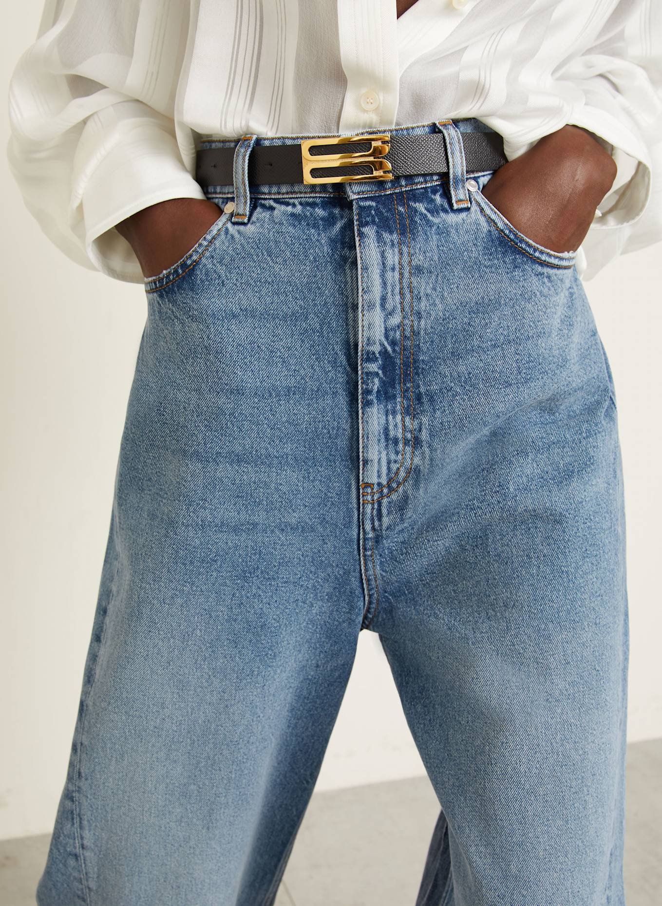 STELLA McCARTNEY Wide Leg Jeans: 4545 TWO TONAL DENIM WASH