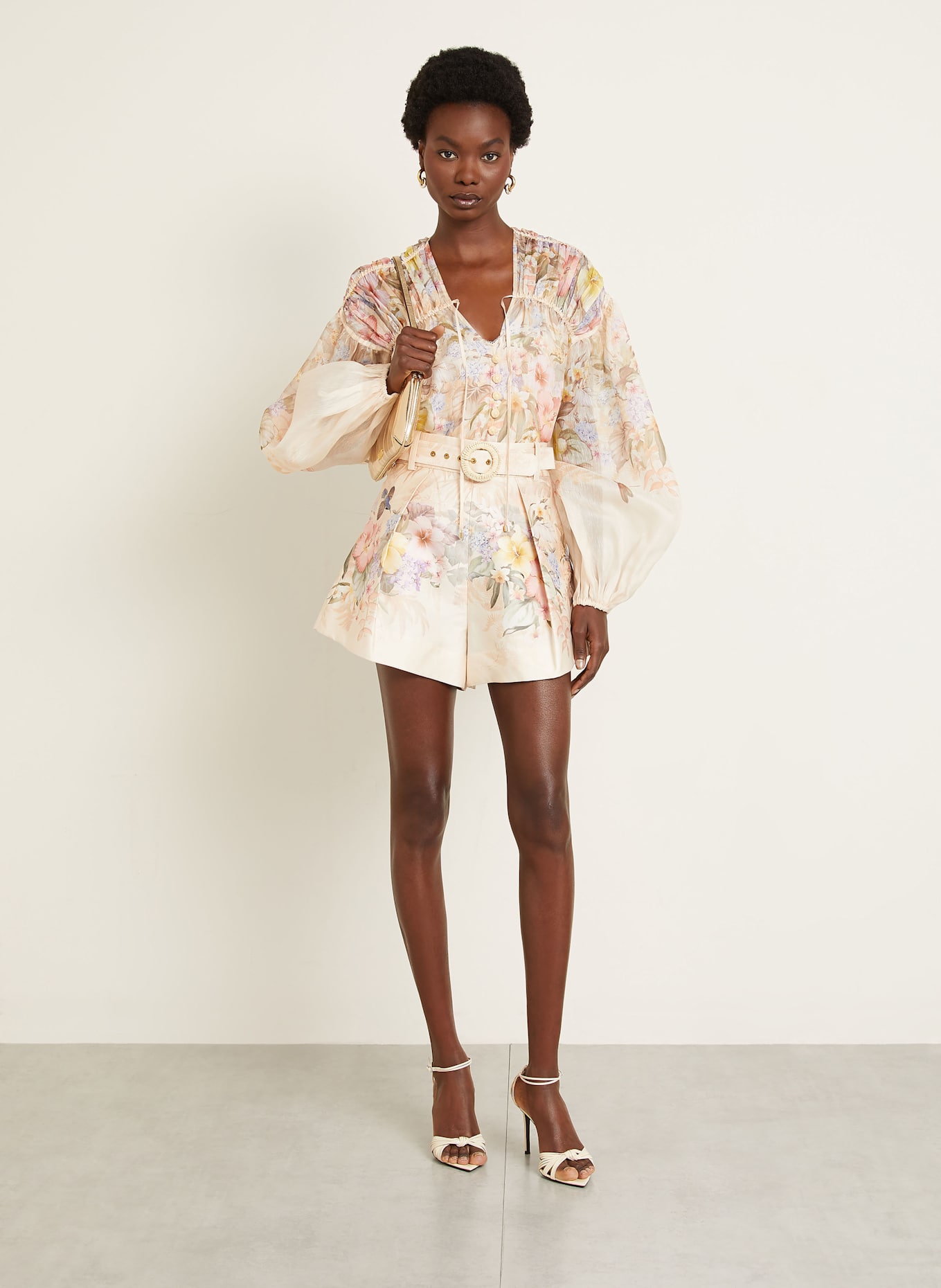 ZIMMERMANN Shorts ILLUMINATE TUCK mit Seide in ecru