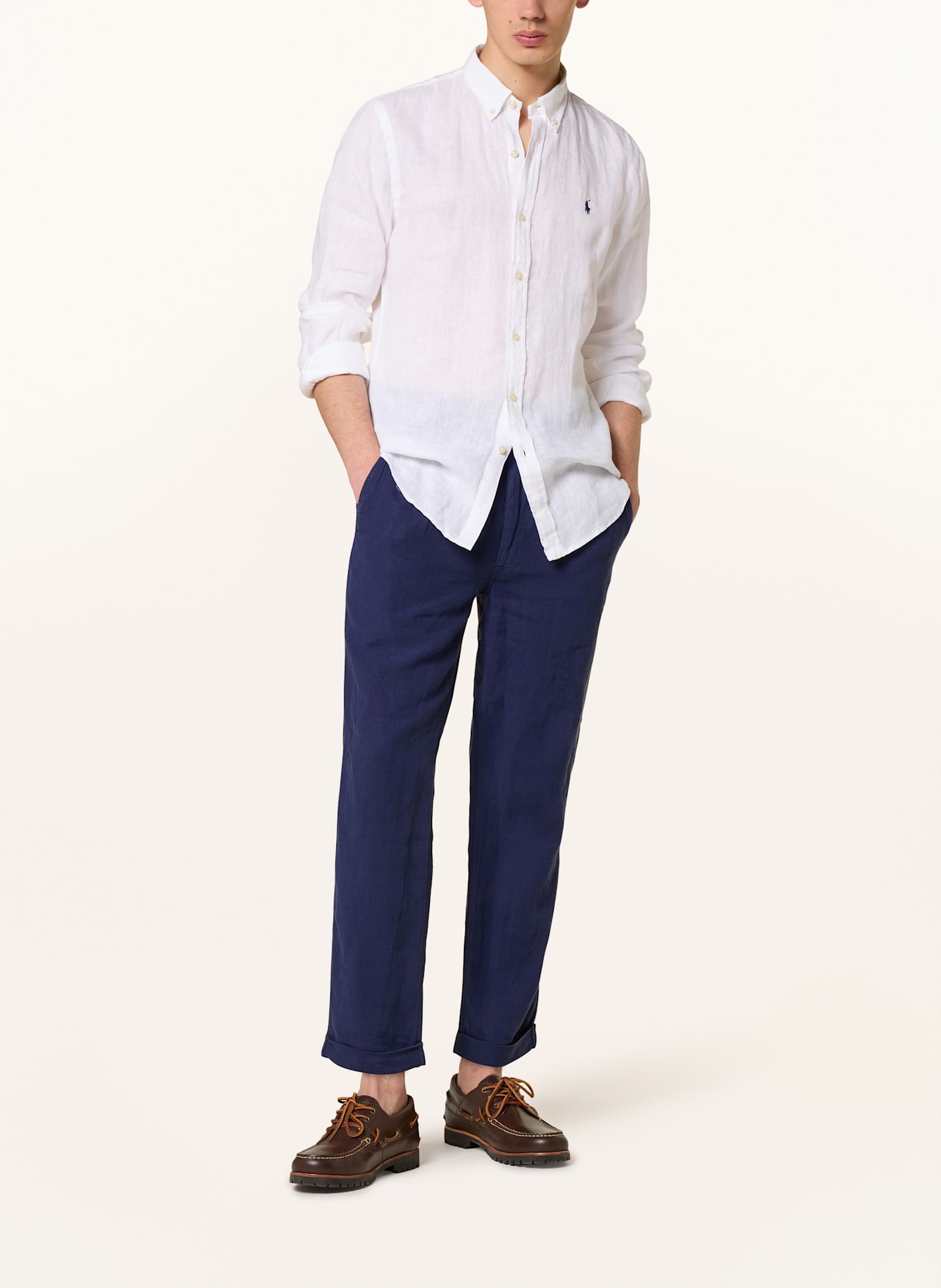 POLO RALPH LAUREN Leinenhemd Slim Fit: WEISS