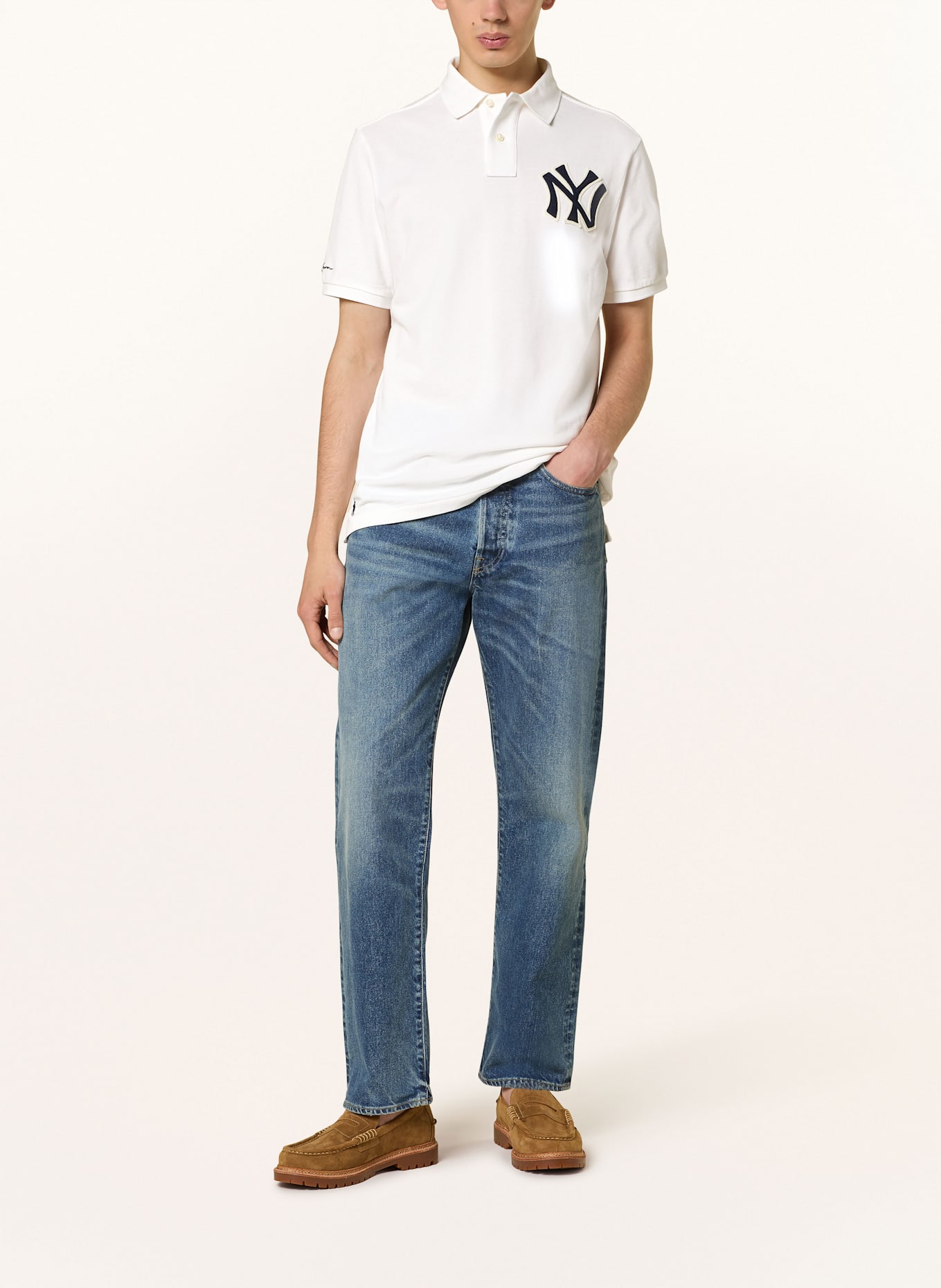 POLO RALPH LAUREN Koszulka polo z piki YANKEES: BIAŁY