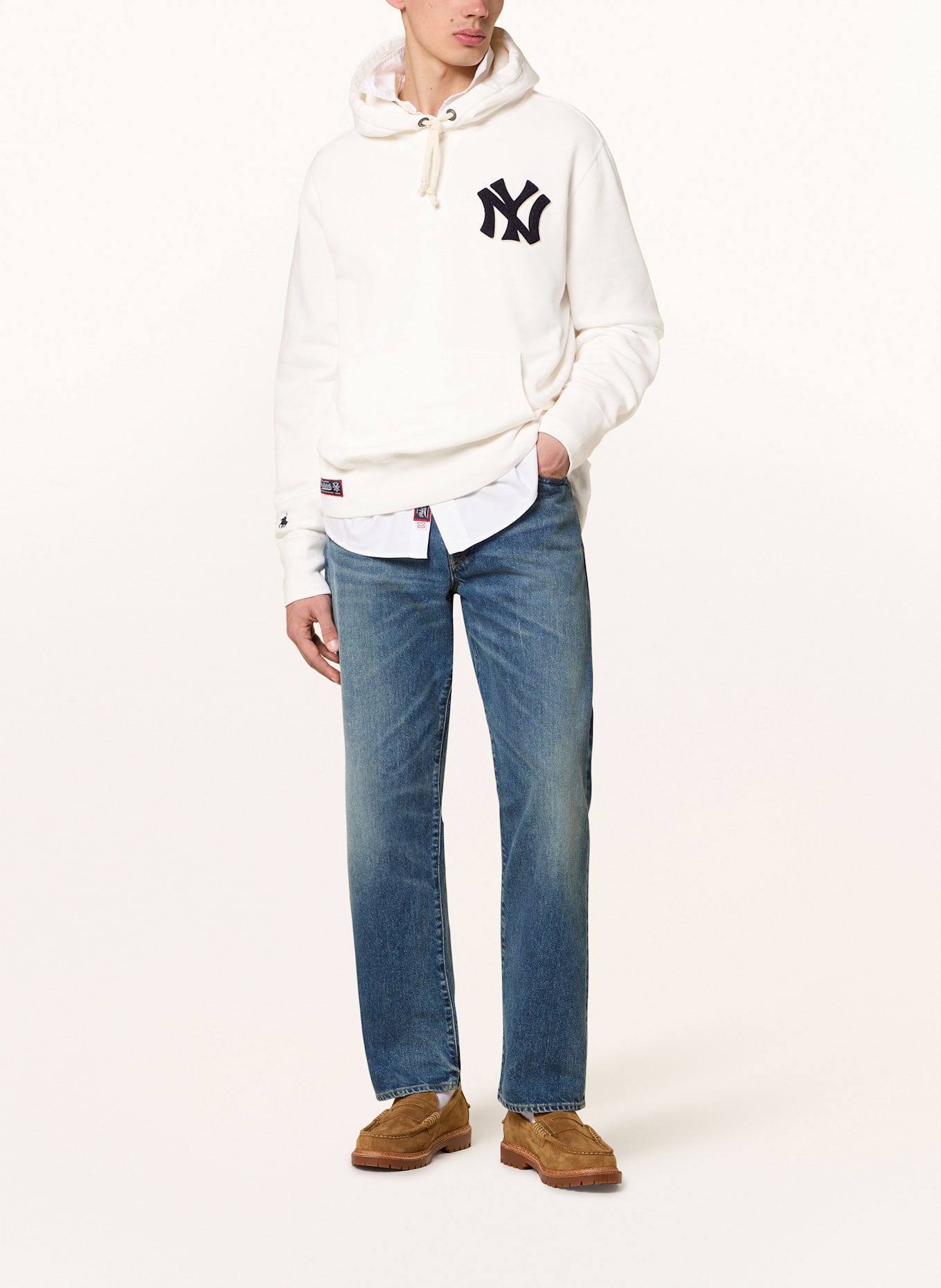 POLO RALPH LAUREN Mikina s kapucí YANKEES: BÍLÁ