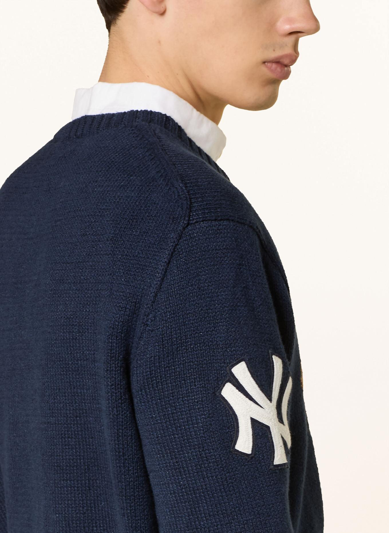 POLO RALPH LAUREN Pull YANKEES LSBEARCN avec lin: BLEU FONCÉ