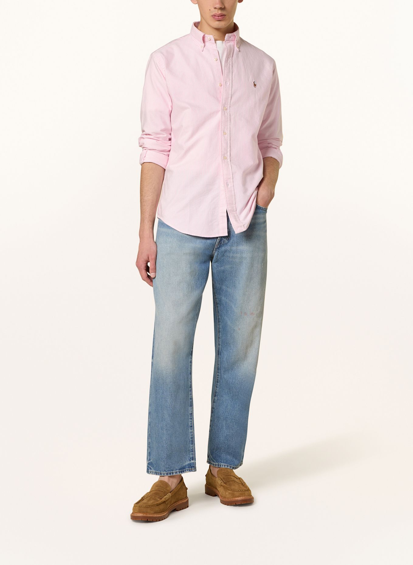 POLO RALPH LAUREN Hemd Custom Fit: ROSA / WEISS