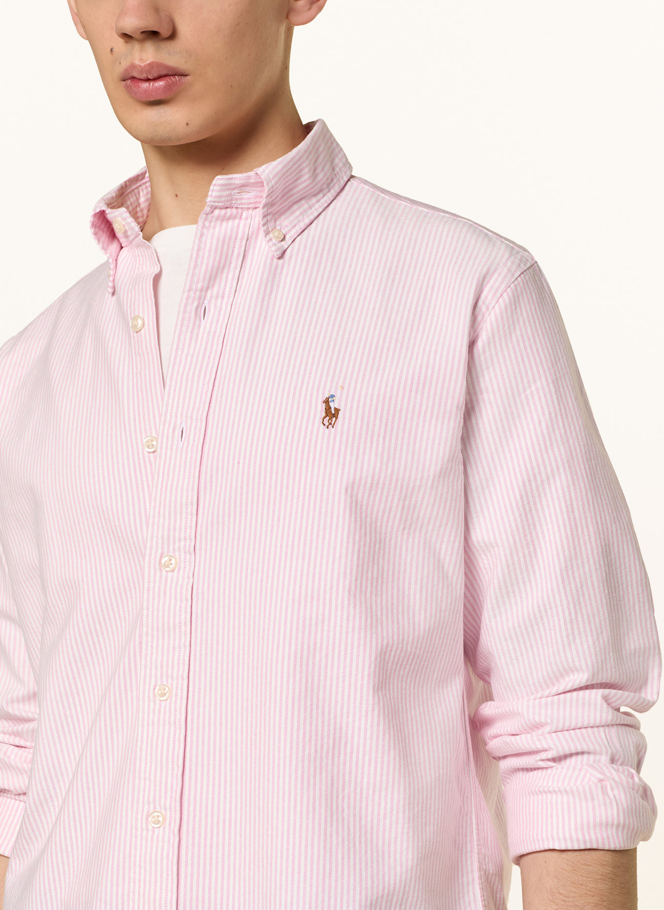 POLO RALPH LAUREN Hemd Custom Fit: ROSA / WEISS