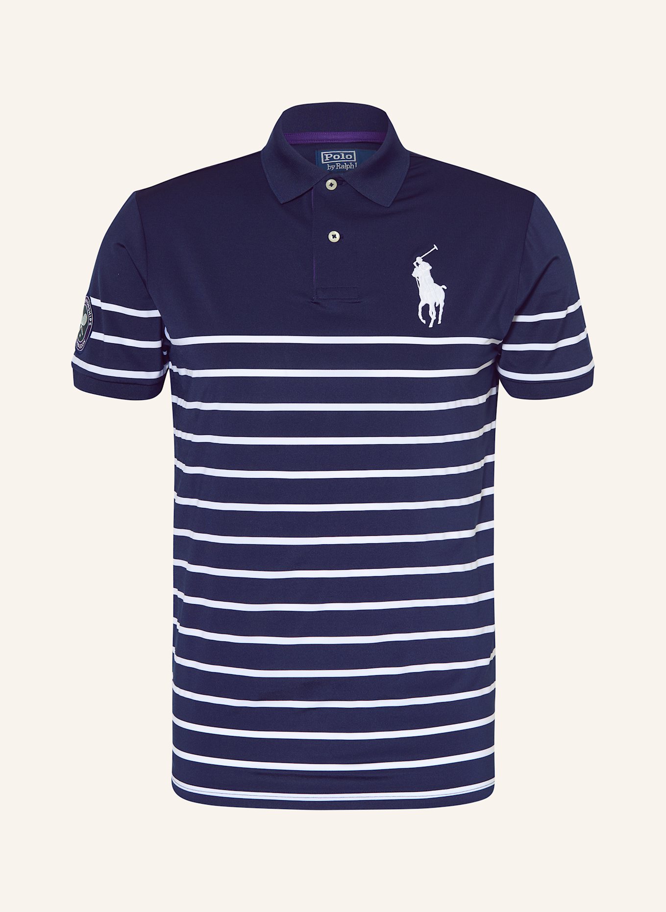 POLO RALPH LAUREN Jersey polo shirt custom slim fit: DARK BLUE / WHITE