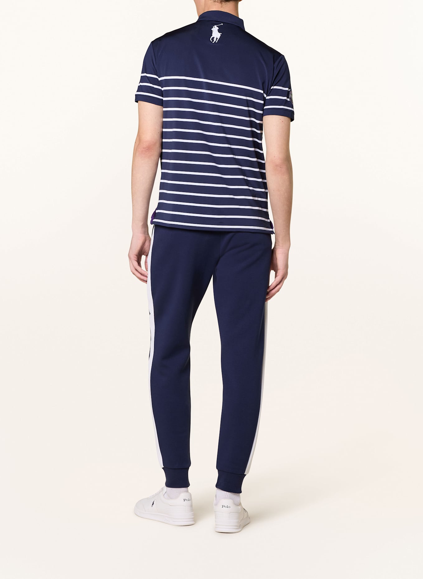 POLO RALPH LAUREN Jersey polo shirt custom slim fit: DARK BLUE / WHITE