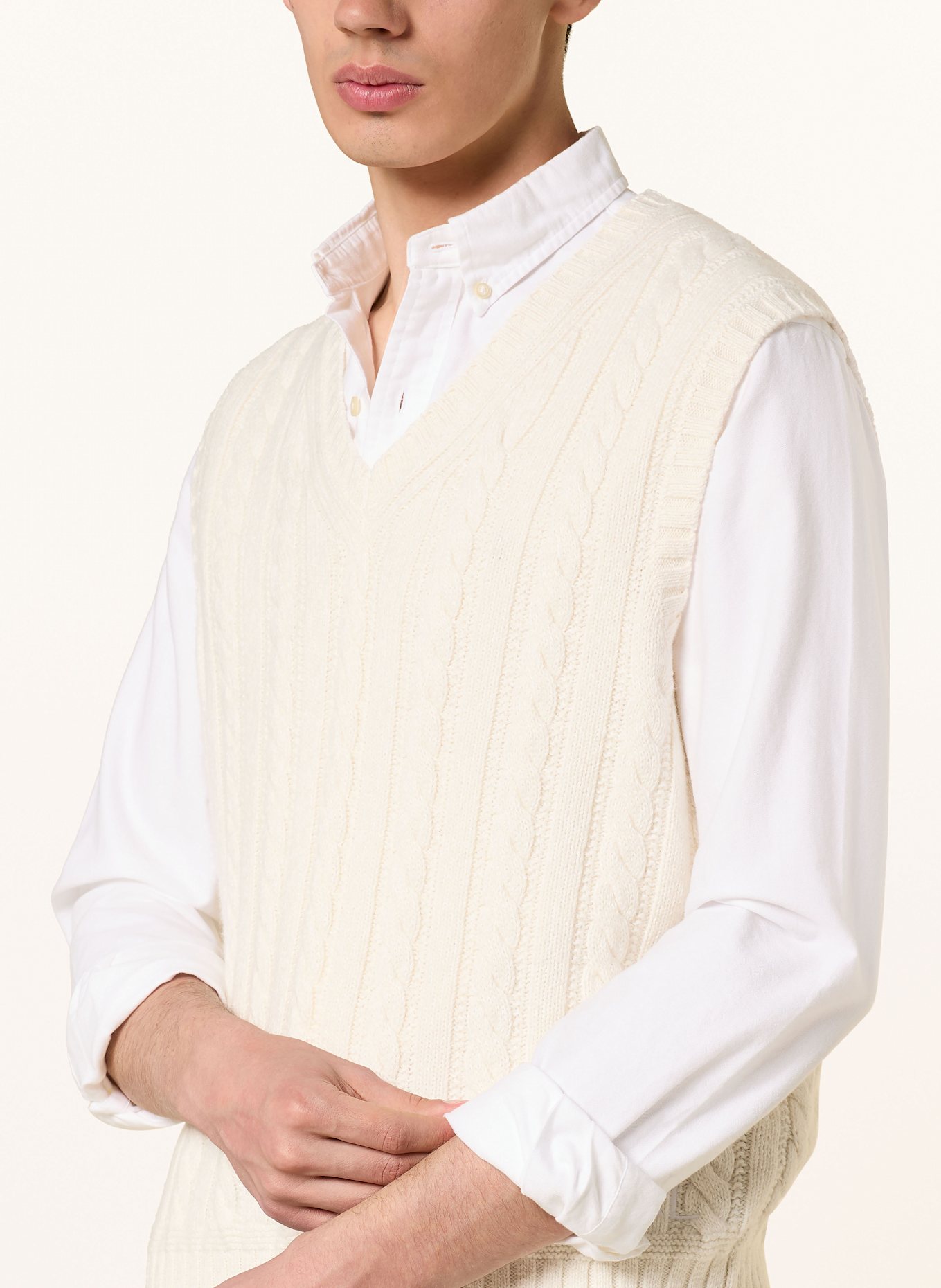 POLO RALPH LAUREN Pullunder mit Cashmere: ECRU
