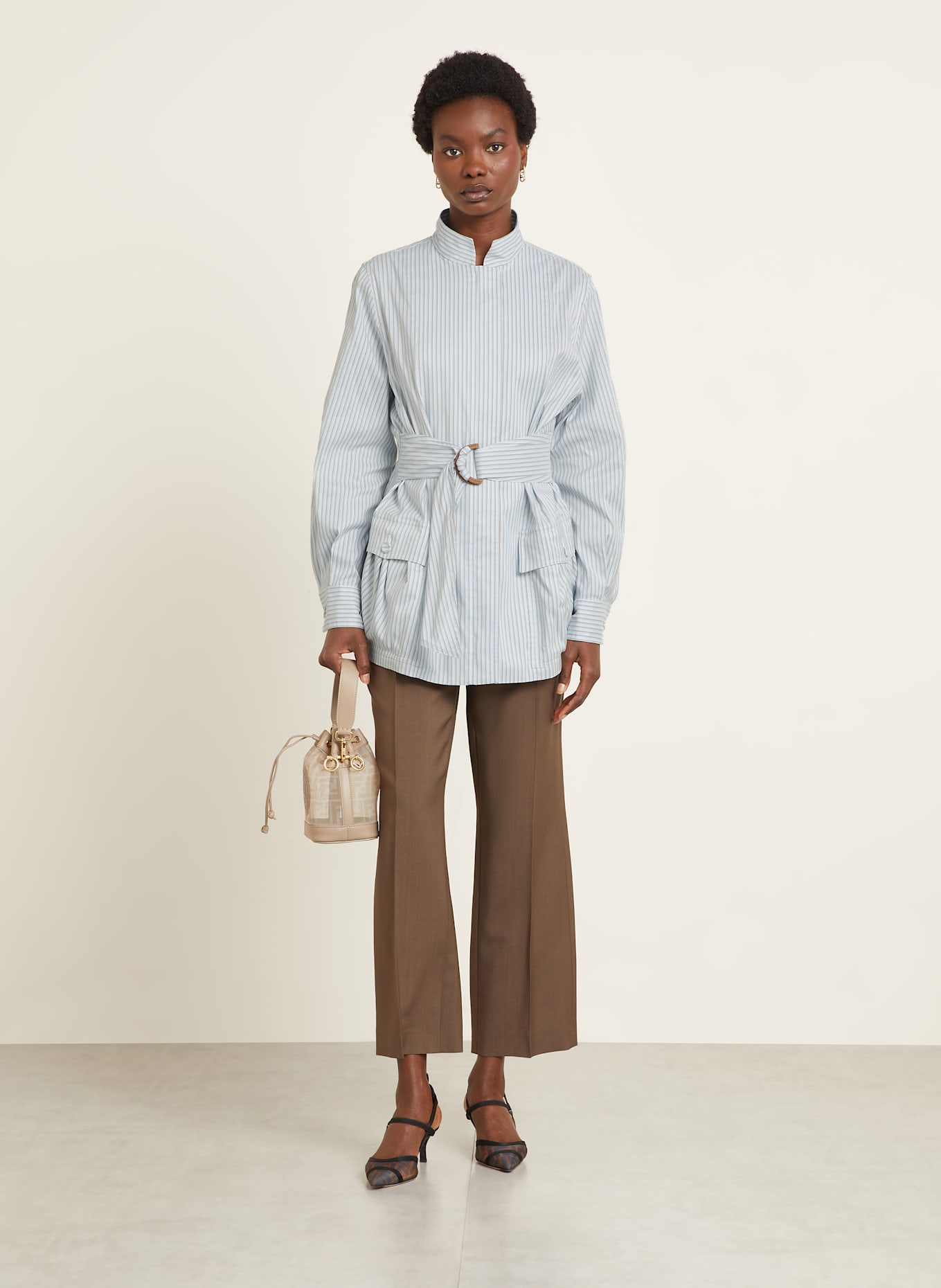 FENDI Overjacket: HELLBLAU / WEISS / BEIGE