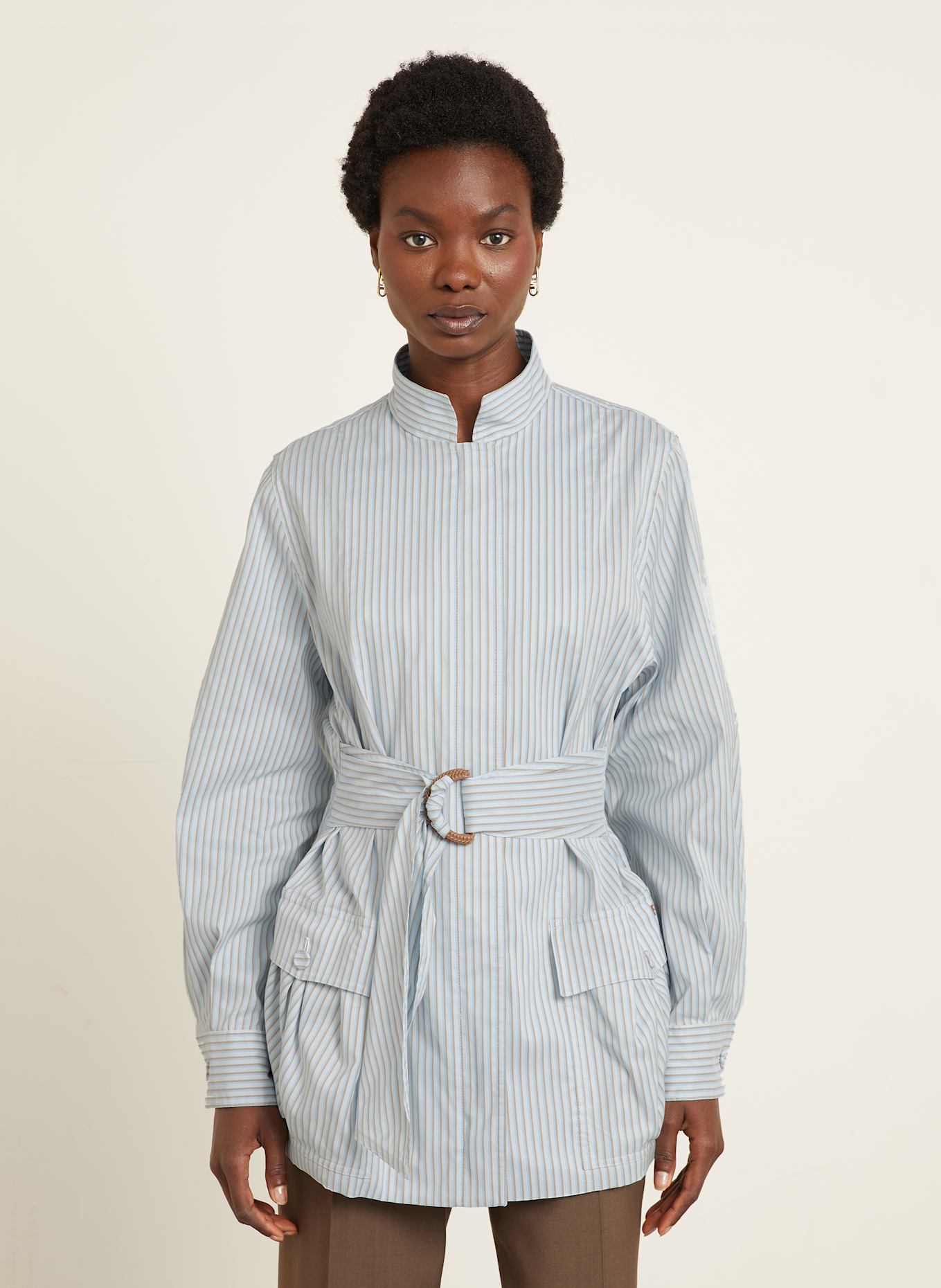 FENDI Overjacket: HELLBLAU / WEISS / BEIGE