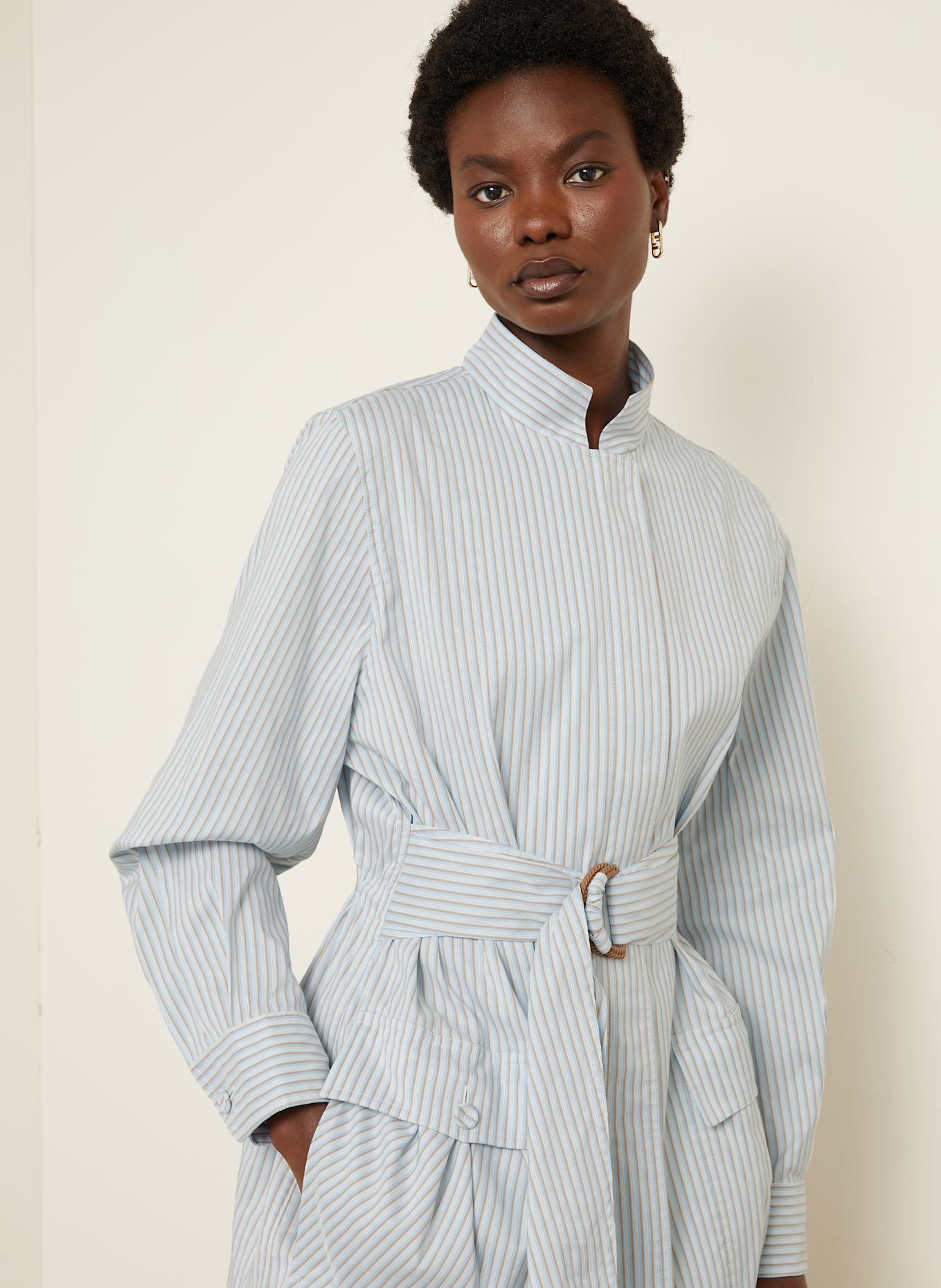 FENDI Overjacket: HELLBLAU / WEISS / BEIGE