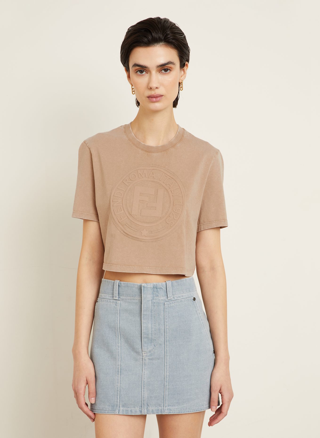 FENDI Cropped-Shirt: BEIGE
