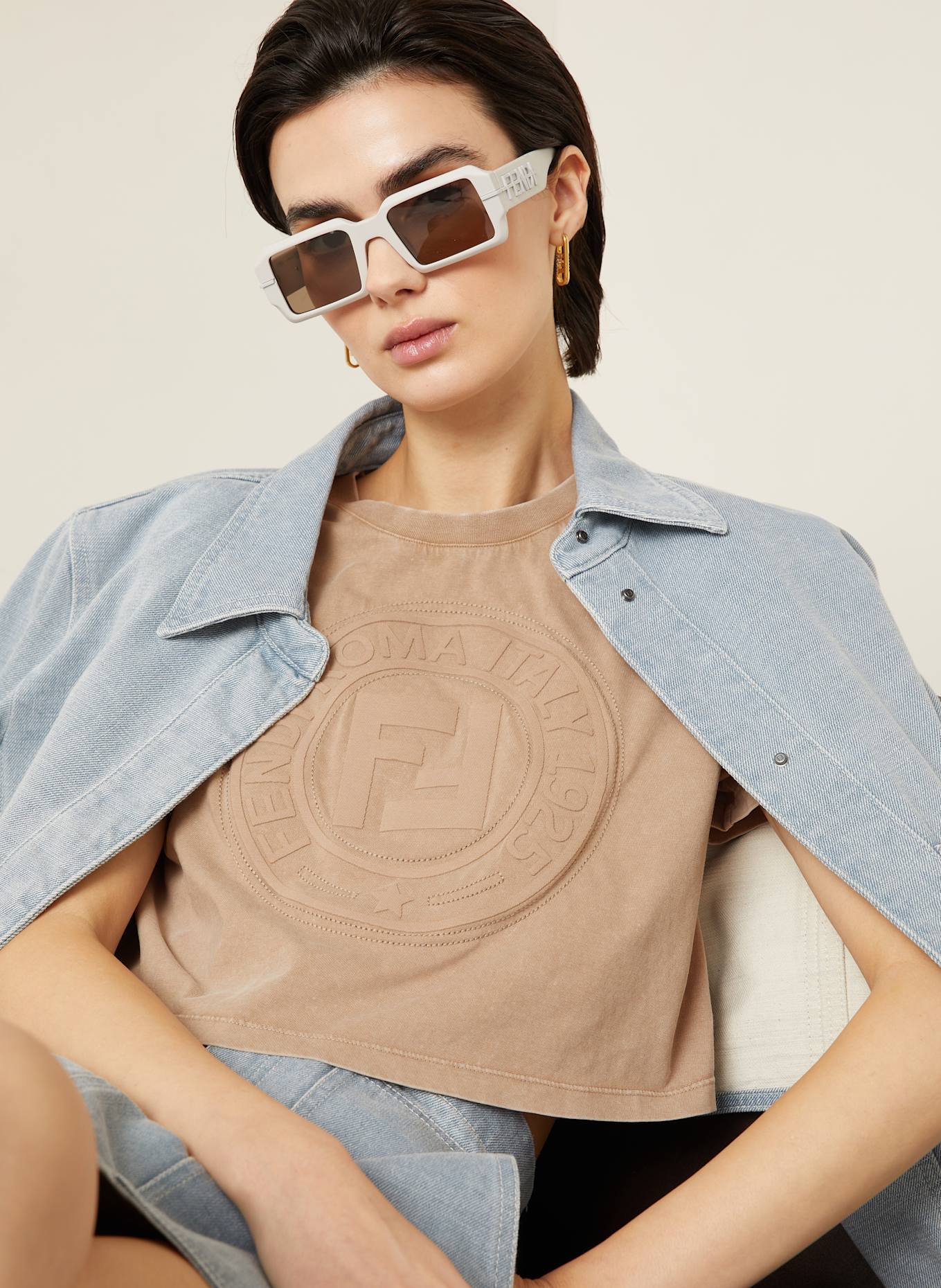 FENDI Cropped-Shirt: BEIGE