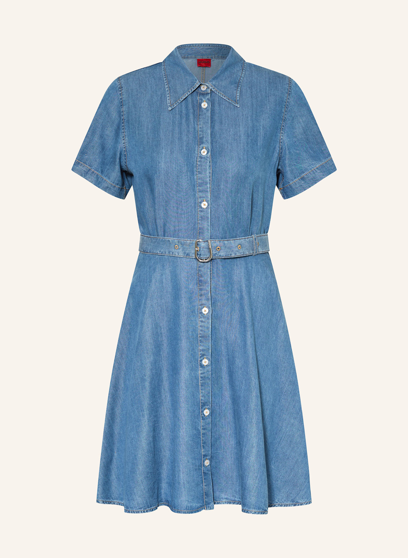 HUGO Hemdblusenkleid KASTAMI in Jeansoptik: BLAU