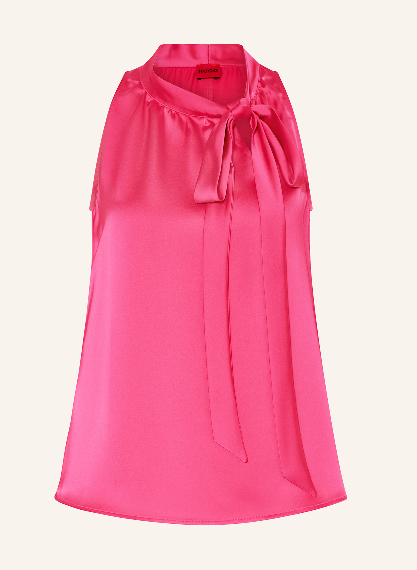 HUGO Blouse à col lavallière CELUNI en satin: ROSE FUCHSIA